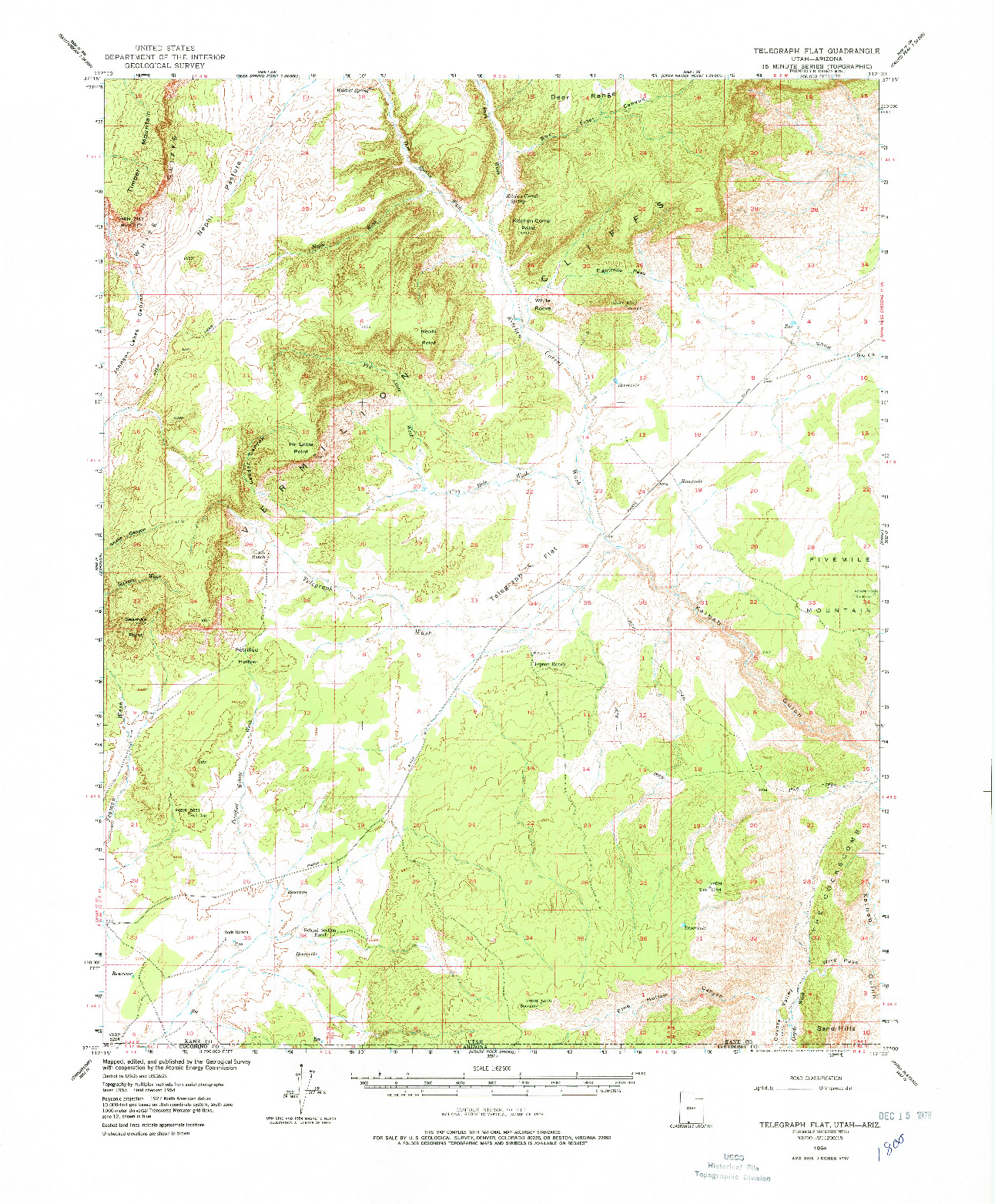 USGS 1:62500-SCALE QUADRANGLE FOR TELEGRAPH FLAT, UT 1954