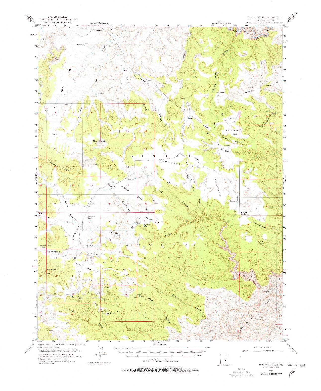 USGS 1:62500-SCALE QUADRANGLE FOR THE WICKIUP, UT 1954