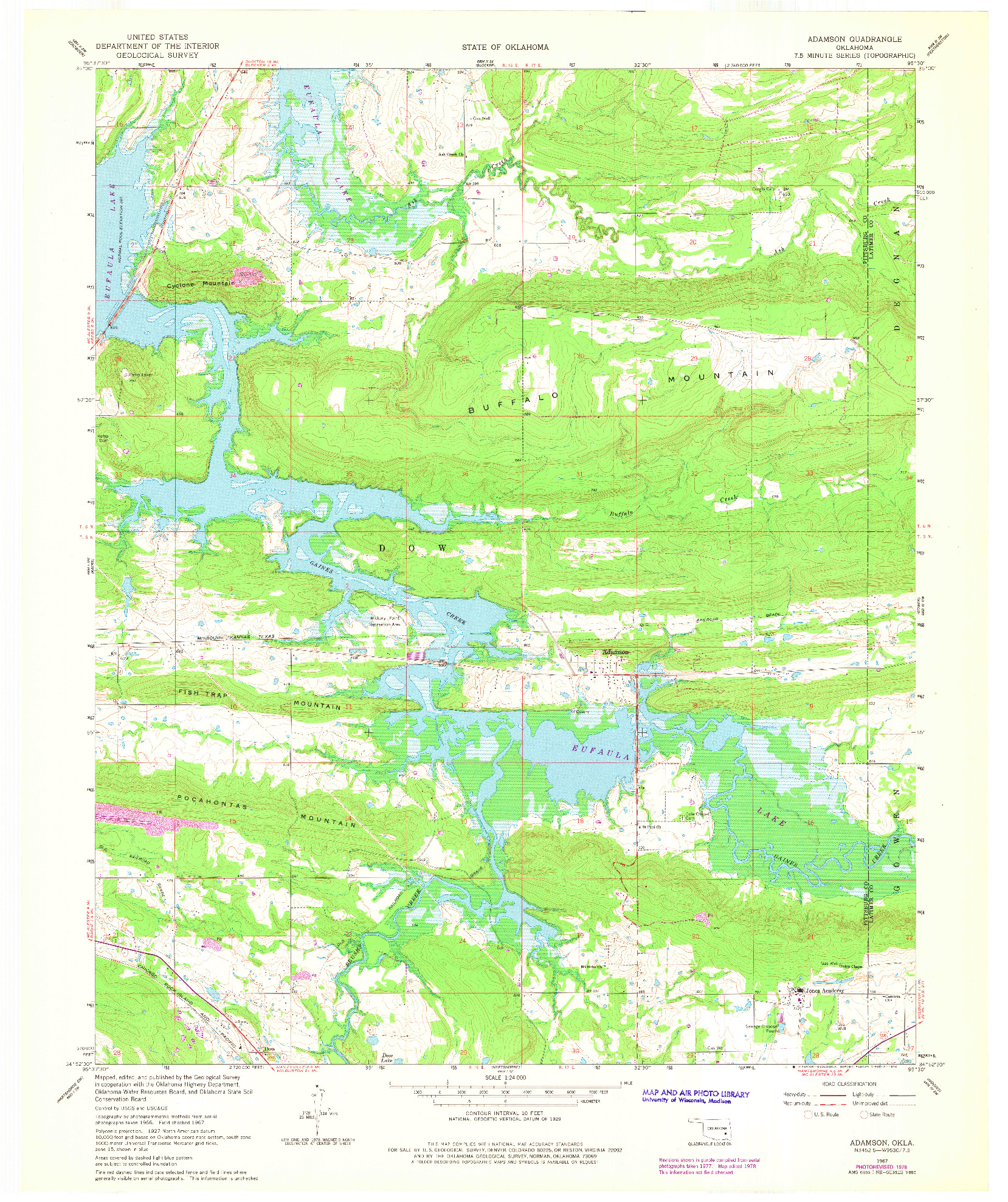 USGS 1:24000-SCALE QUADRANGLE FOR ADAMSON, OK 1967