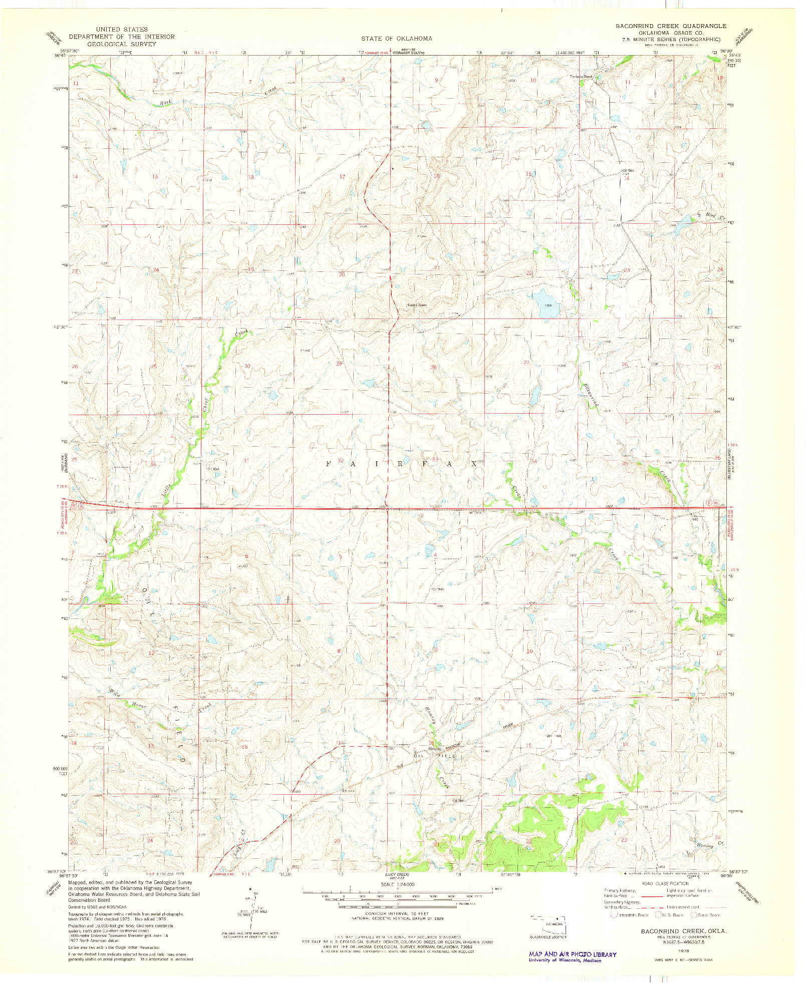 USGS 1:24000-SCALE QUADRANGLE FOR BACONRIND CREEK, OK 1978