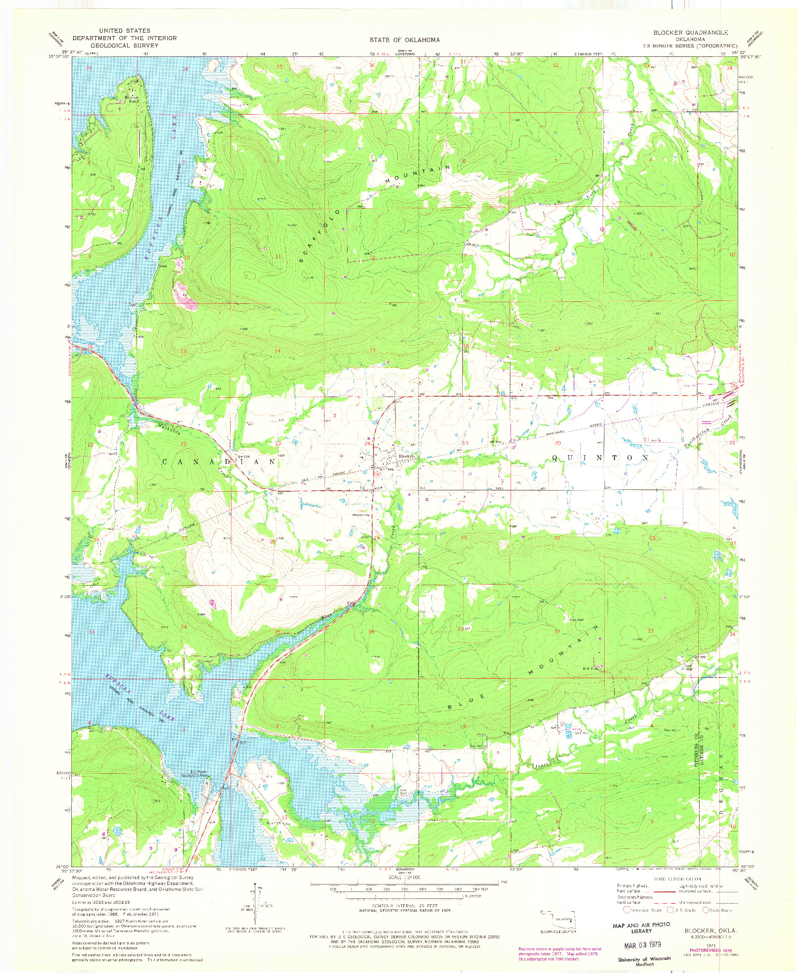 USGS 1:24000-SCALE QUADRANGLE FOR BLOCKER, OK 1971