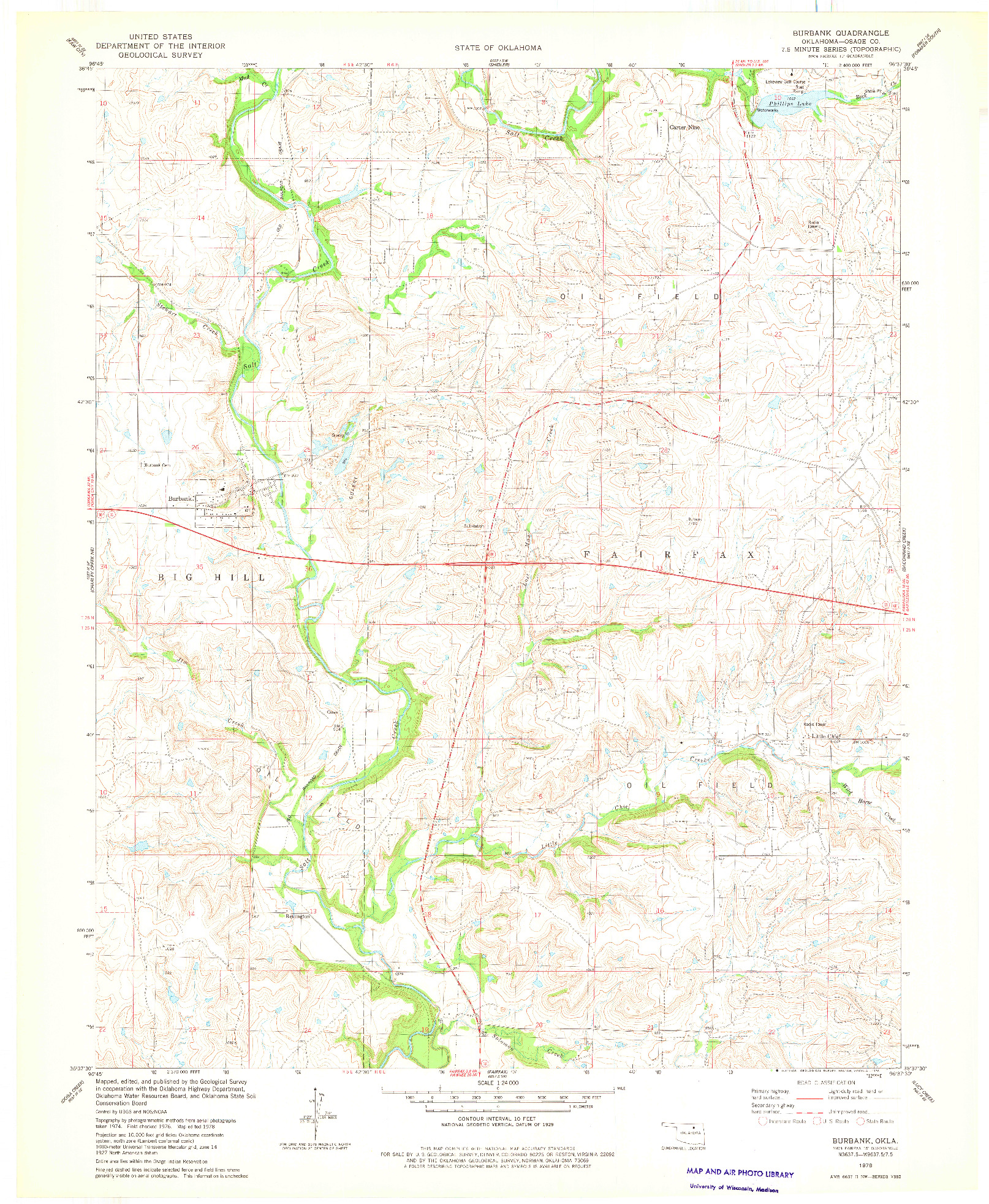 USGS 1:24000-SCALE QUADRANGLE FOR BURBANK, OK 1978