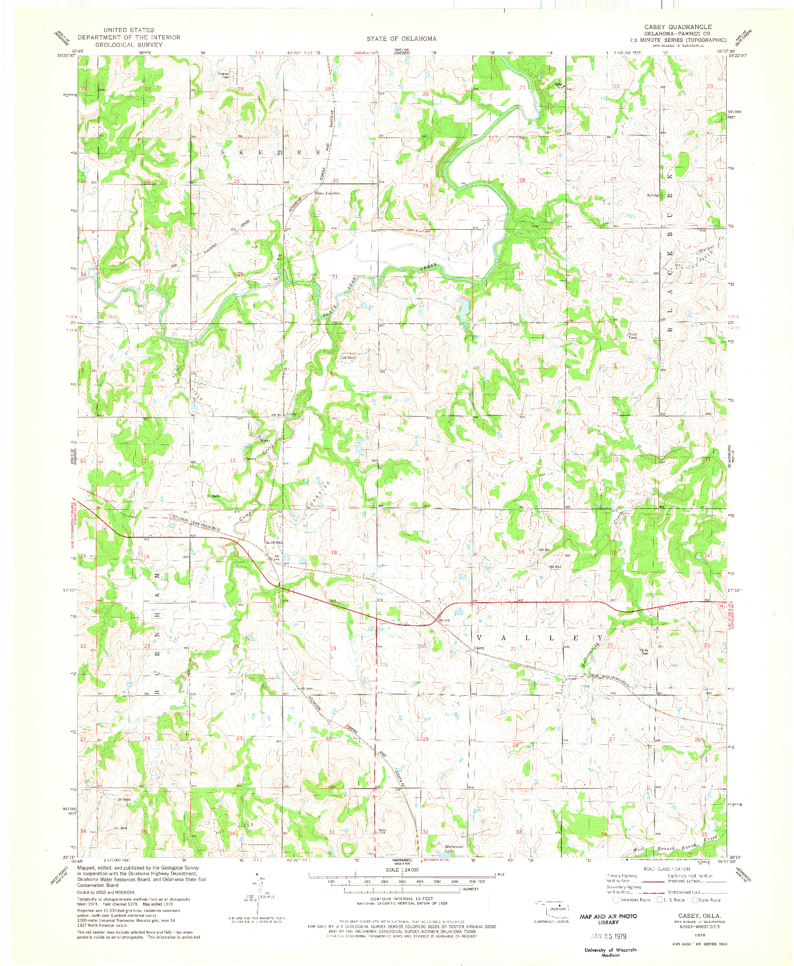 USGS 1:24000-SCALE QUADRANGLE FOR CASEY, OK 1978
