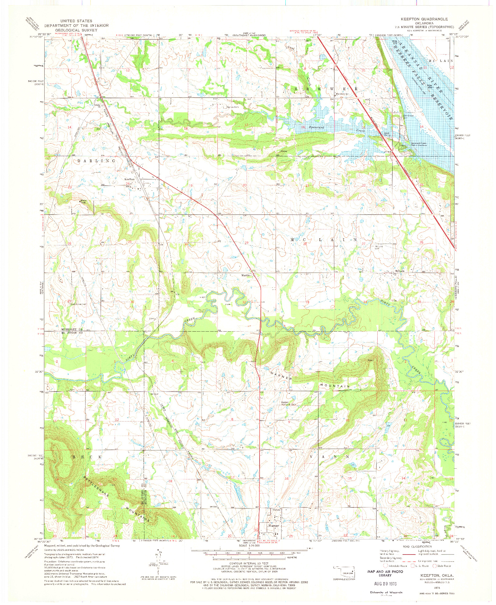 USGS 1:24000-SCALE QUADRANGLE FOR KEEFTON, OK 1974