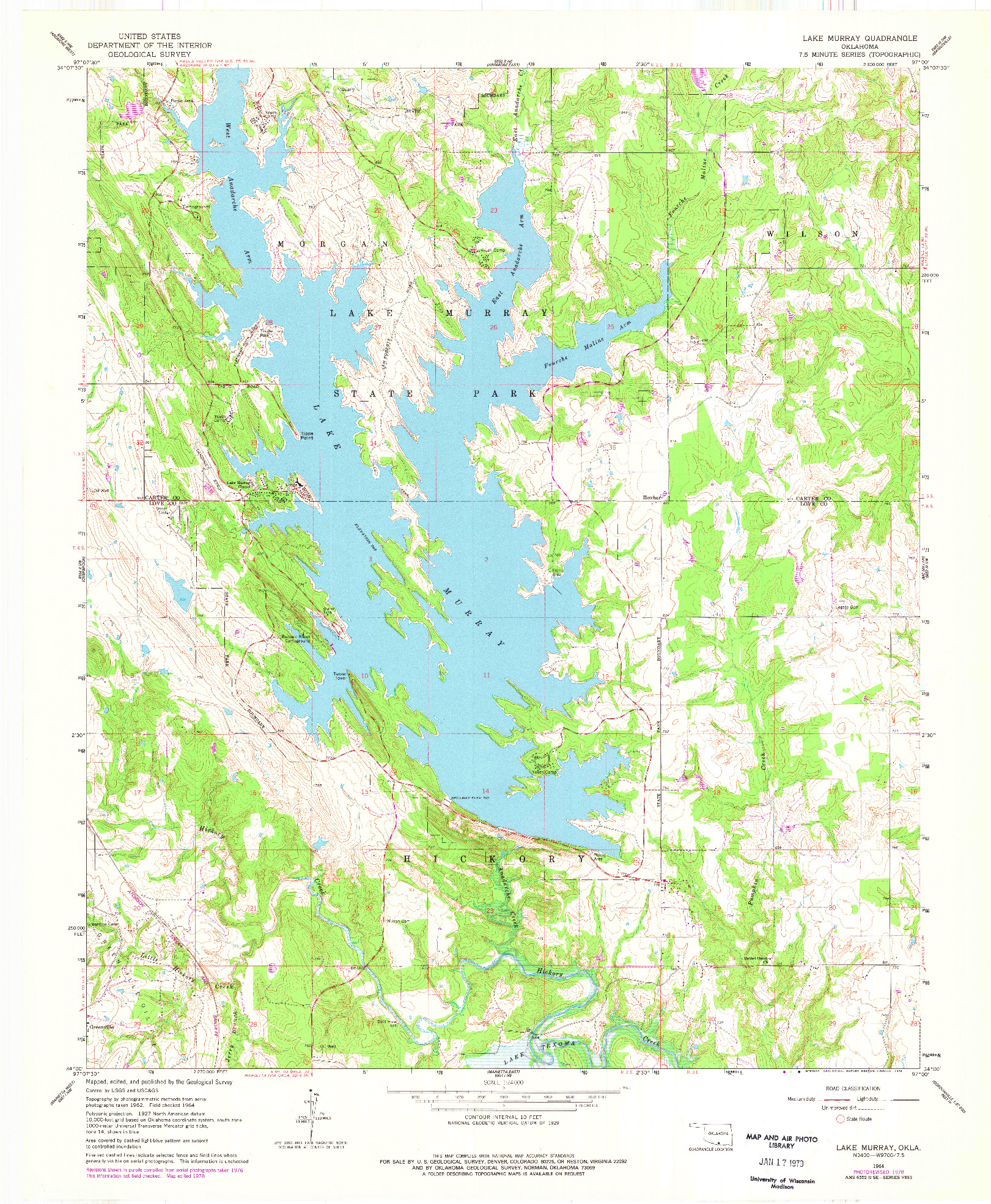 USGS 1:24000-SCALE QUADRANGLE FOR LAKE MURRAY, OK 1964