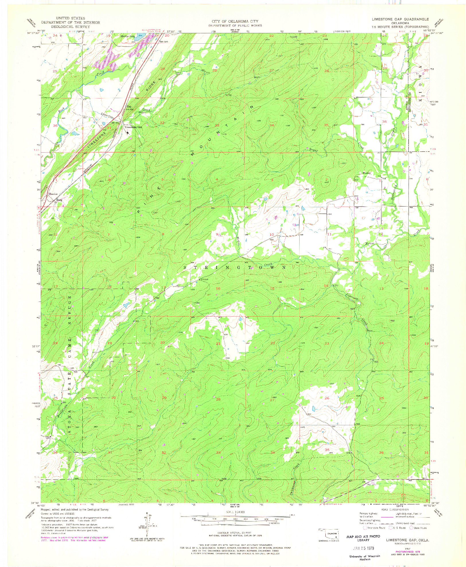 USGS 1:24000-SCALE QUADRANGLE FOR LIMESTONE GAP, OK 1957