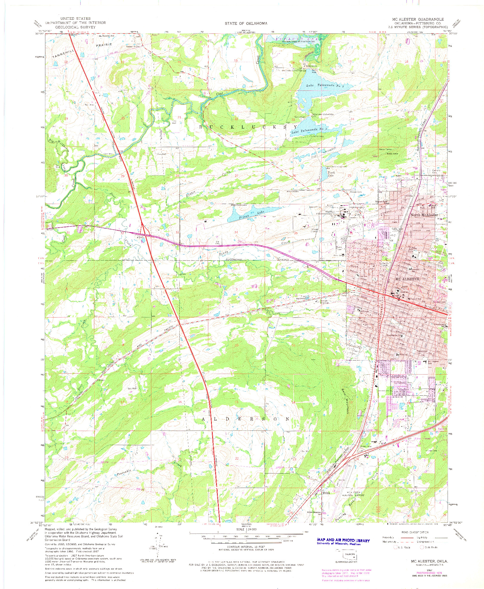 USGS 1:24000-SCALE QUADRANGLE FOR MC ALESTER, OK 1967