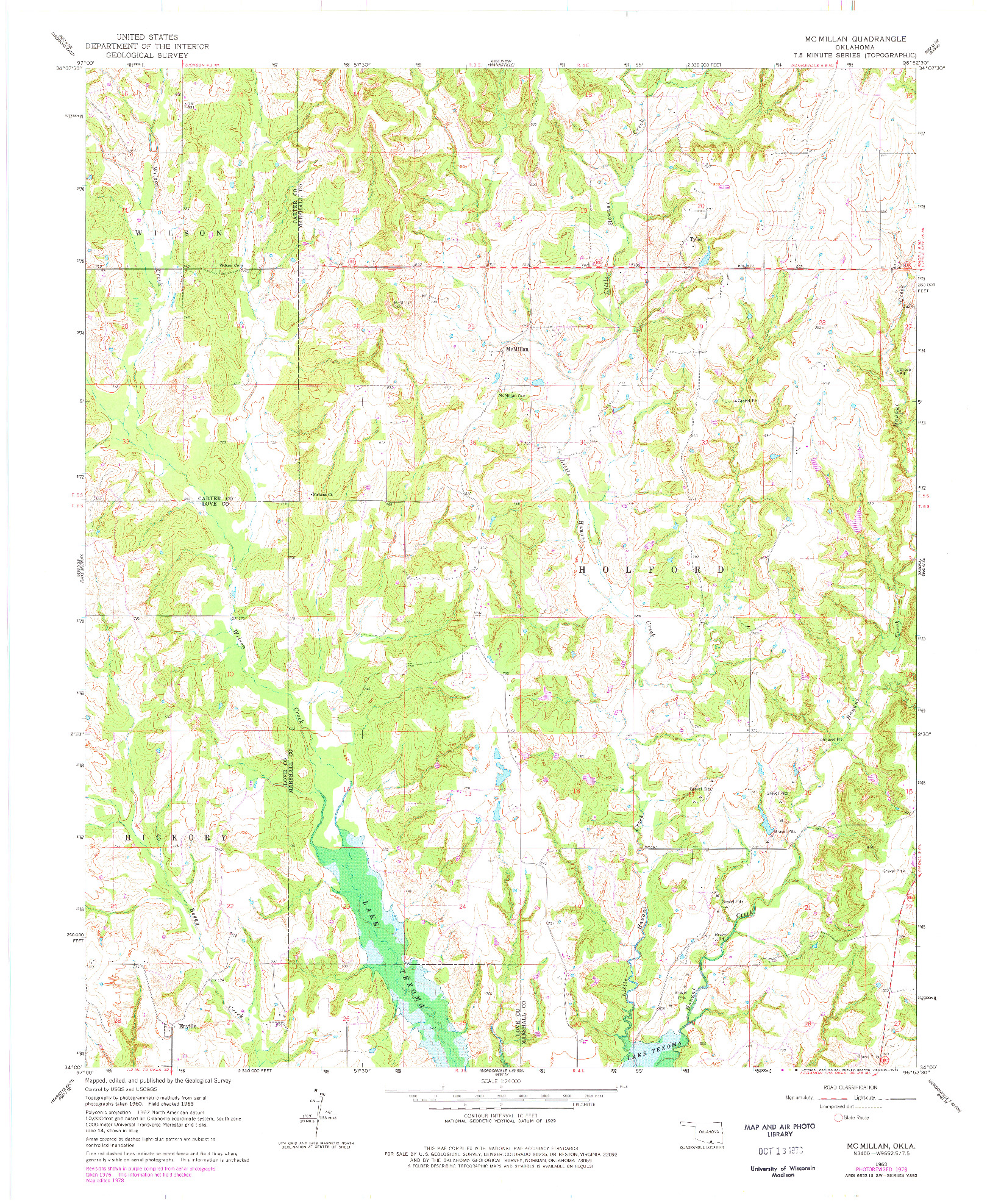 USGS 1:24000-SCALE QUADRANGLE FOR MC MILLAN, OK 1963