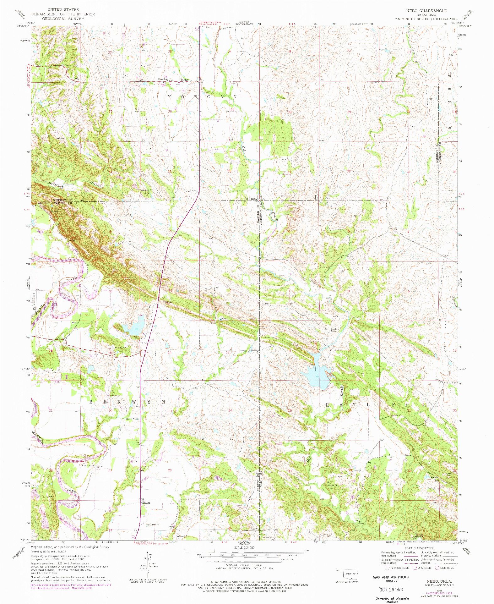 USGS 1:24000-SCALE QUADRANGLE FOR NEBO, OK 1963