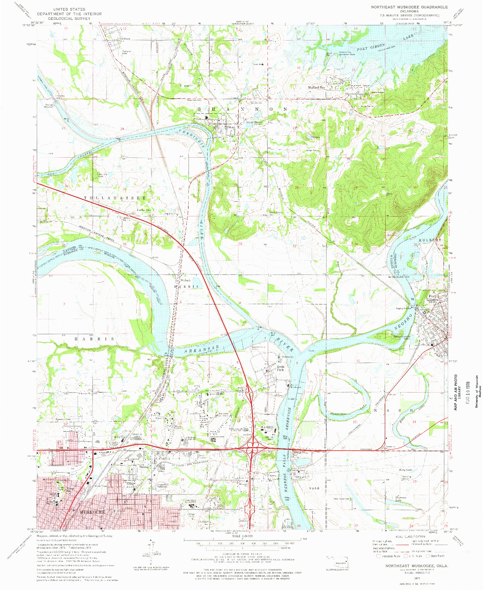 USGS 1:24000-SCALE QUADRANGLE FOR NORTHEAST MUSKOGEE, OK 1974