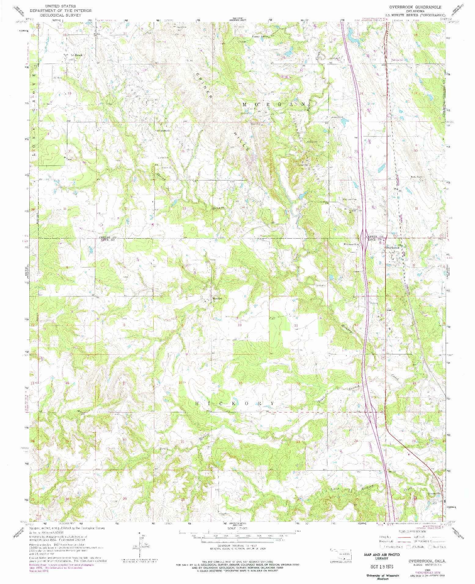 USGS 1:24000-SCALE QUADRANGLE FOR OVERBROOK, OK 1964