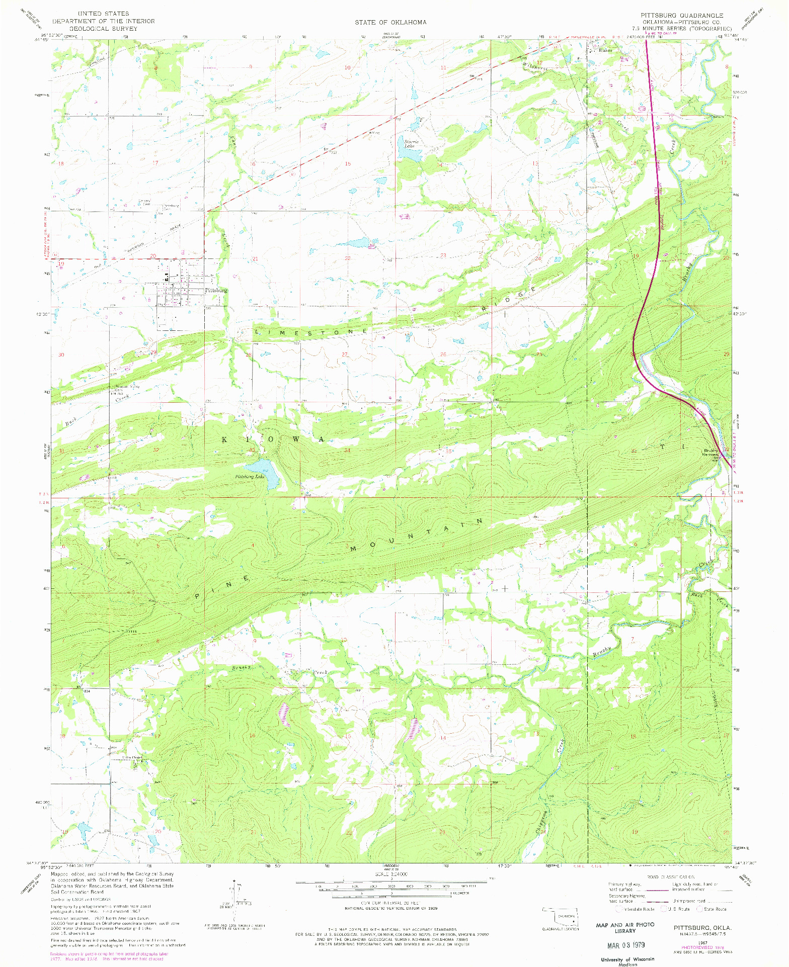 USGS 1:24000-SCALE QUADRANGLE FOR PITTSBURG, OK 1967