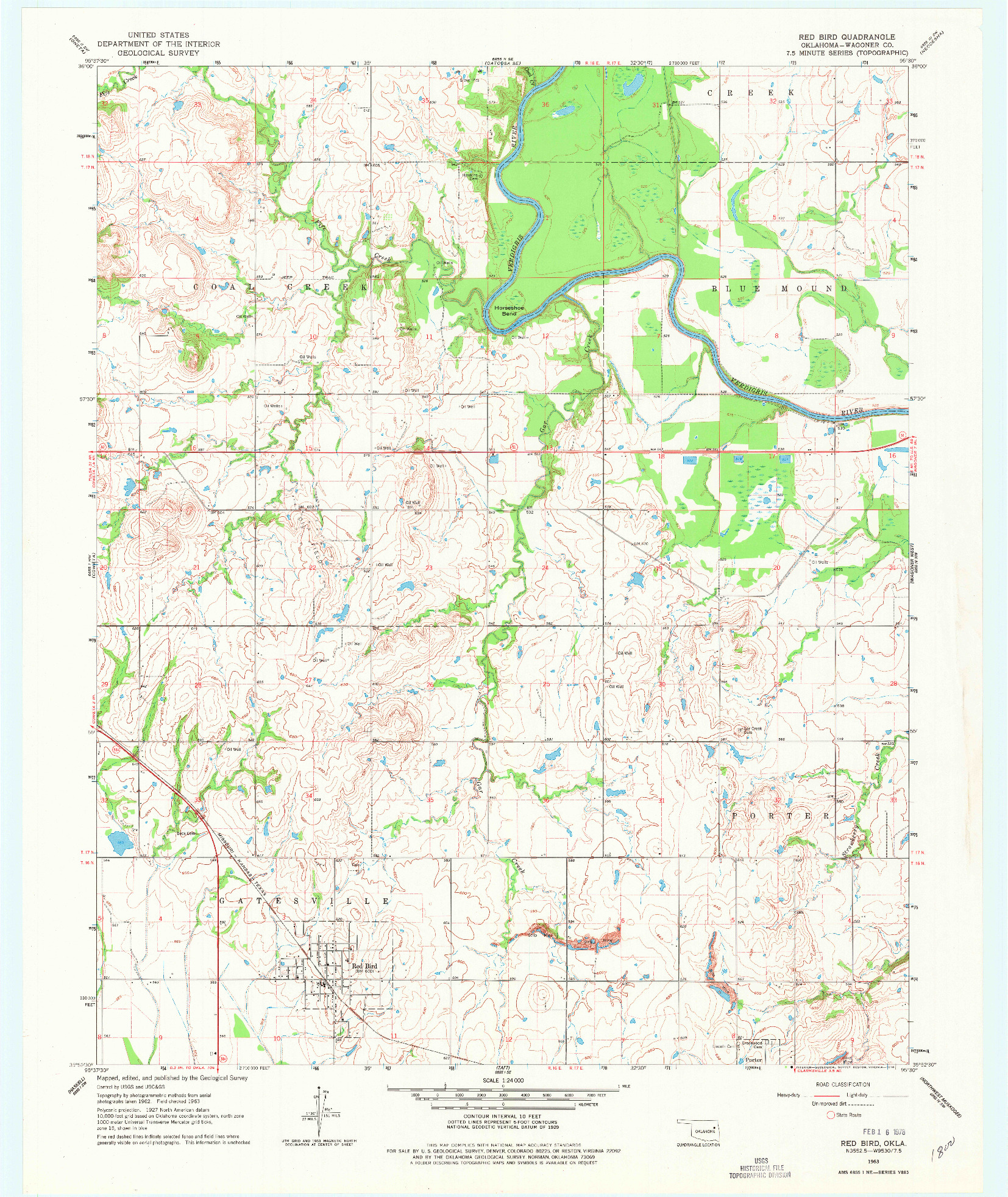 USGS 1:24000-SCALE QUADRANGLE FOR RED BIRD, OK 1963