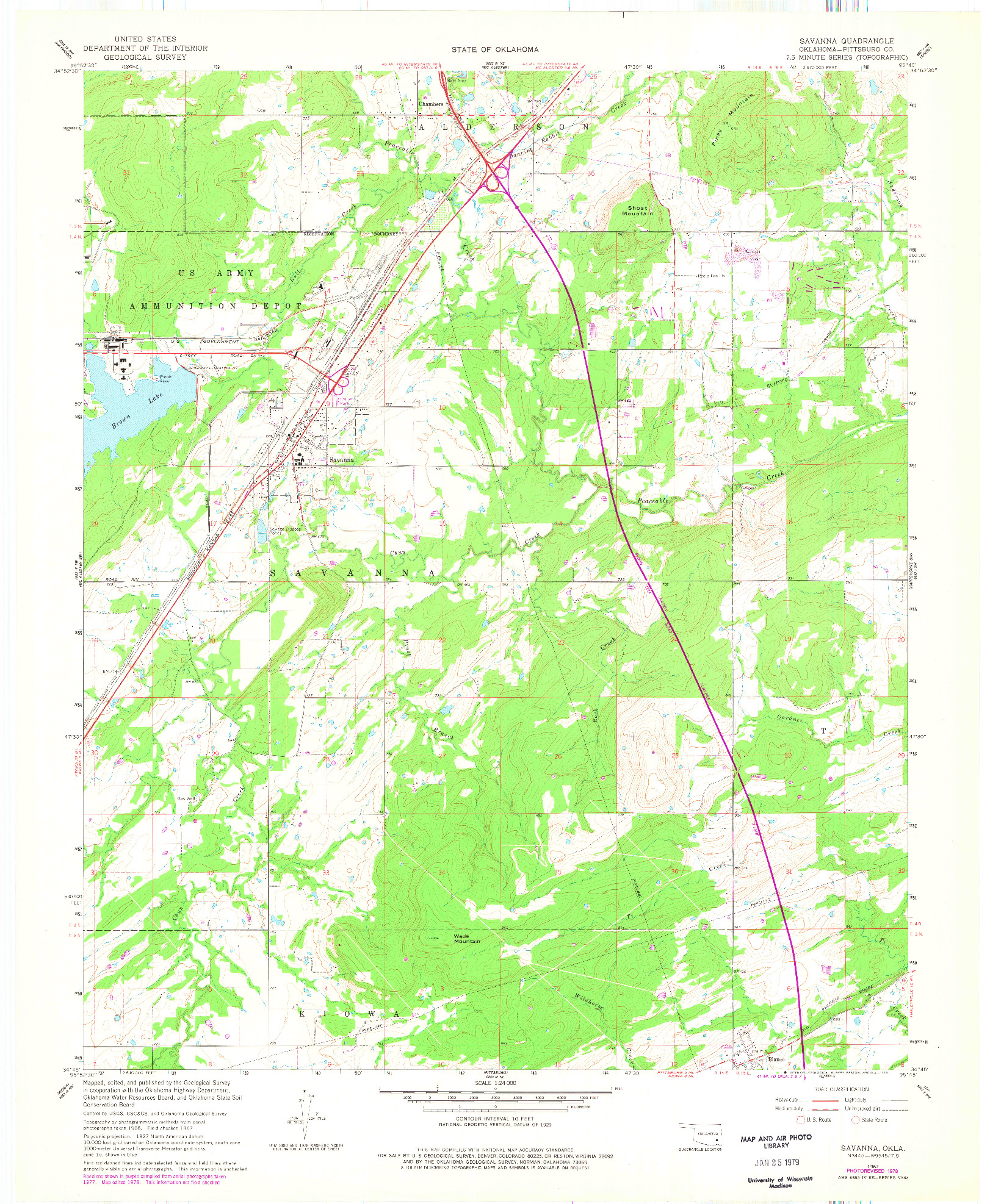 USGS 1:24000-SCALE QUADRANGLE FOR SAVANNA, OK 1967