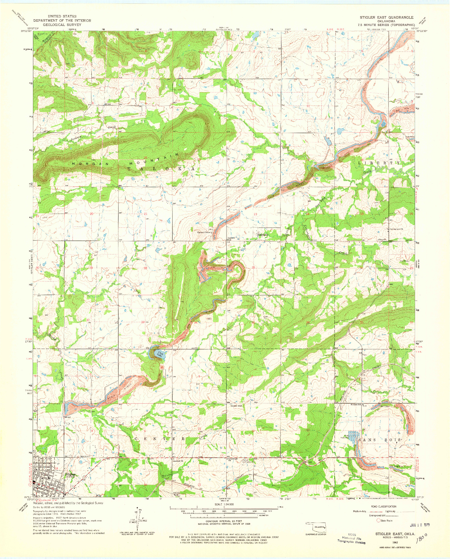 USGS 1:24000-SCALE QUADRANGLE FOR STIGLER EAST, OK 1962