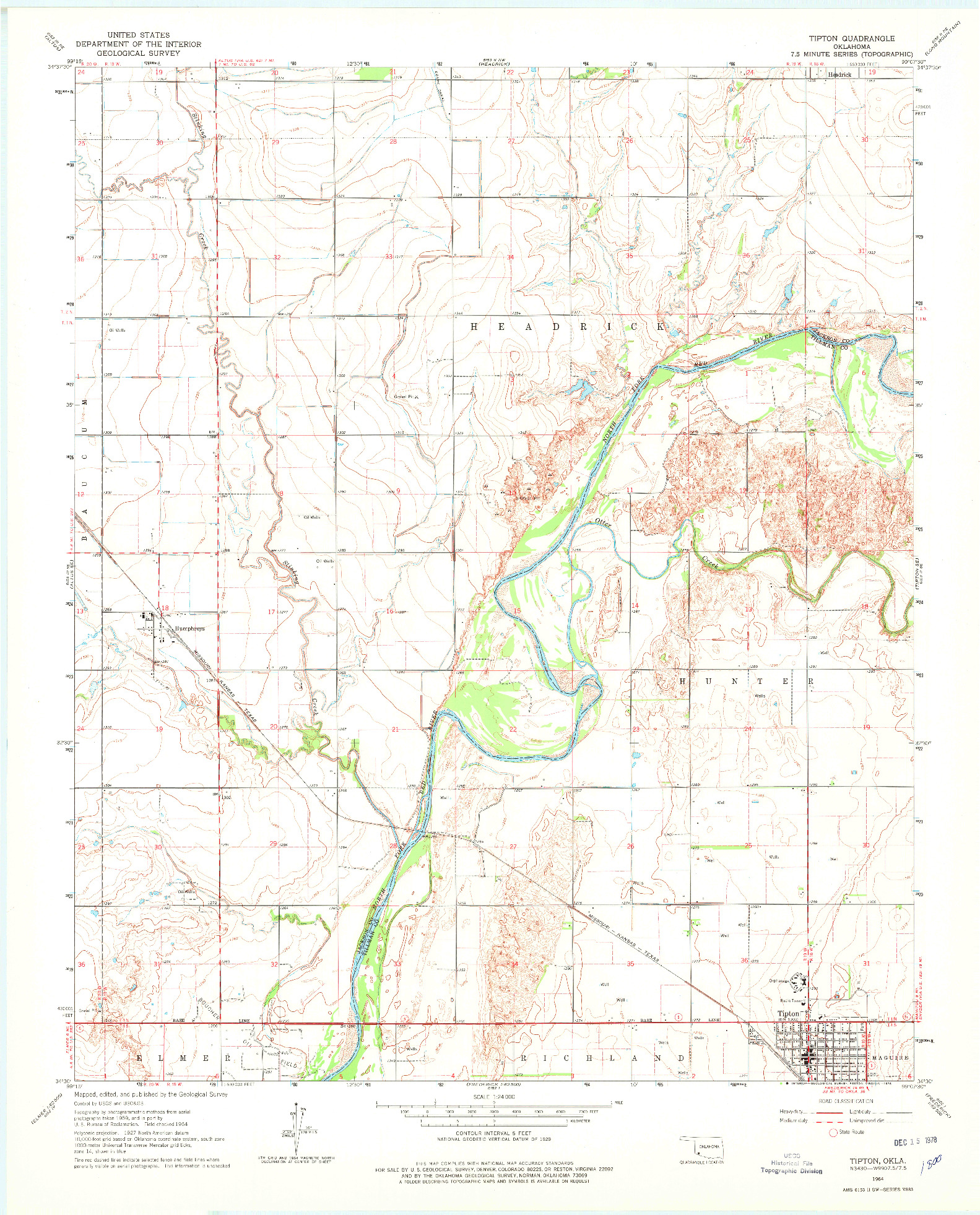USGS 1:24000-SCALE QUADRANGLE FOR TIPTON, OK 1964