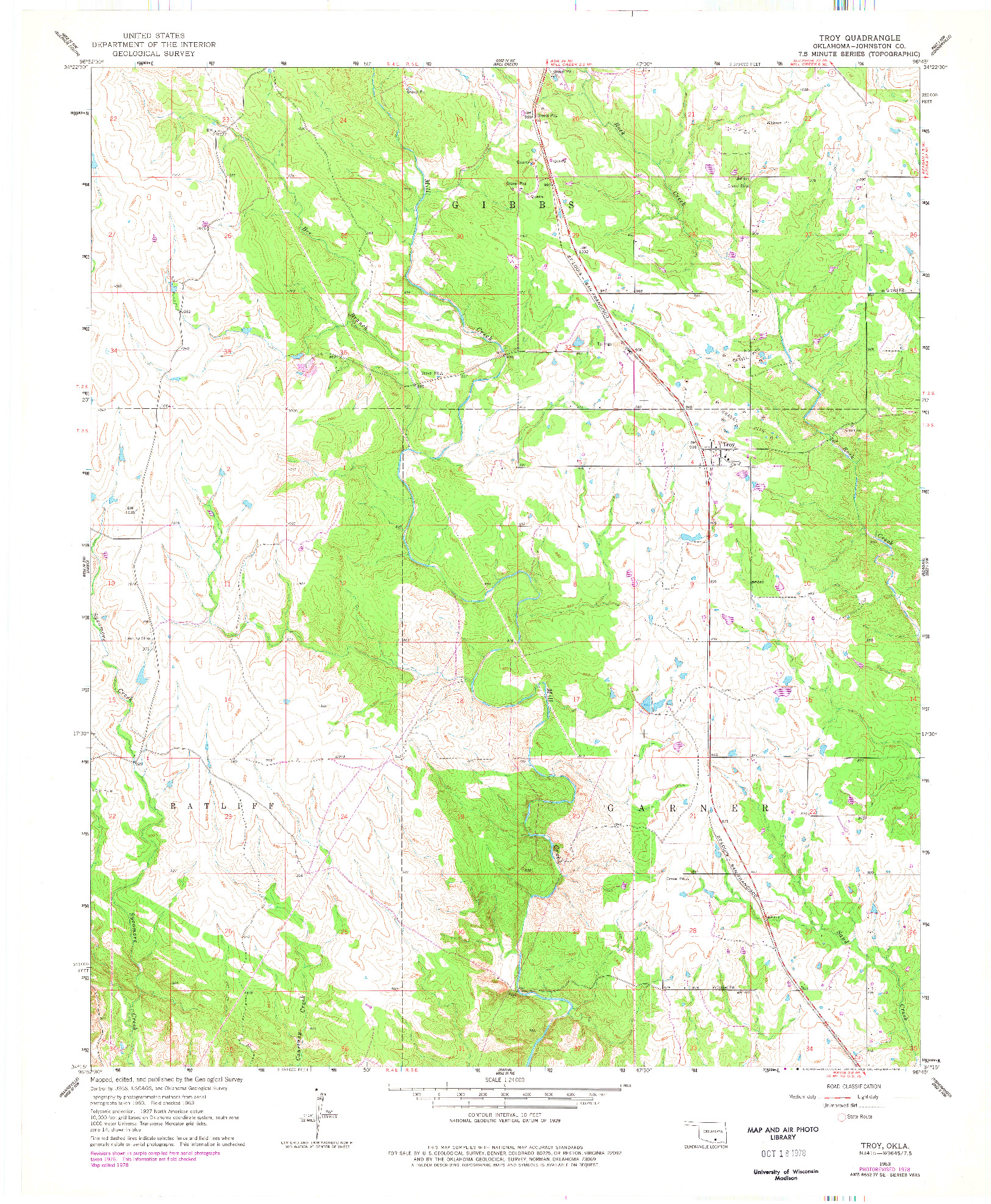 USGS 1:24000-SCALE QUADRANGLE FOR TROY, OK 1963