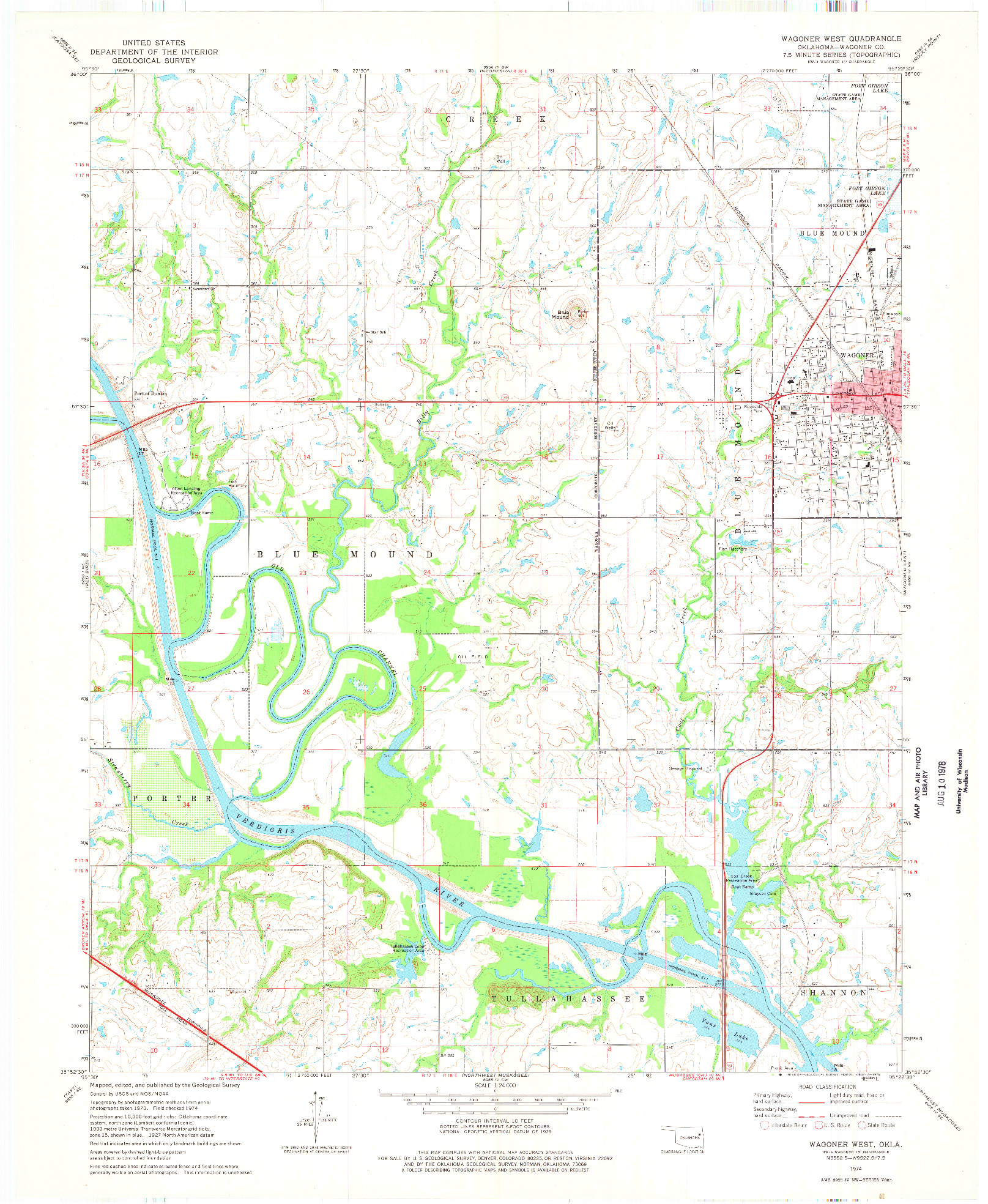 USGS 1:24000-SCALE QUADRANGLE FOR WAGONER WEST, OK 1974