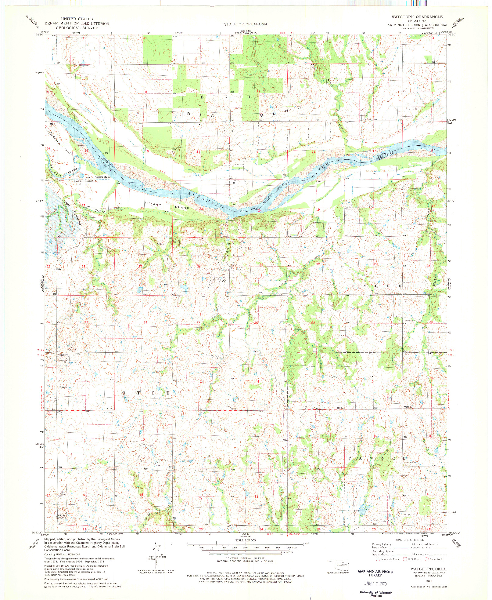 USGS 1:24000-SCALE QUADRANGLE FOR WATCHORN, OK 1978