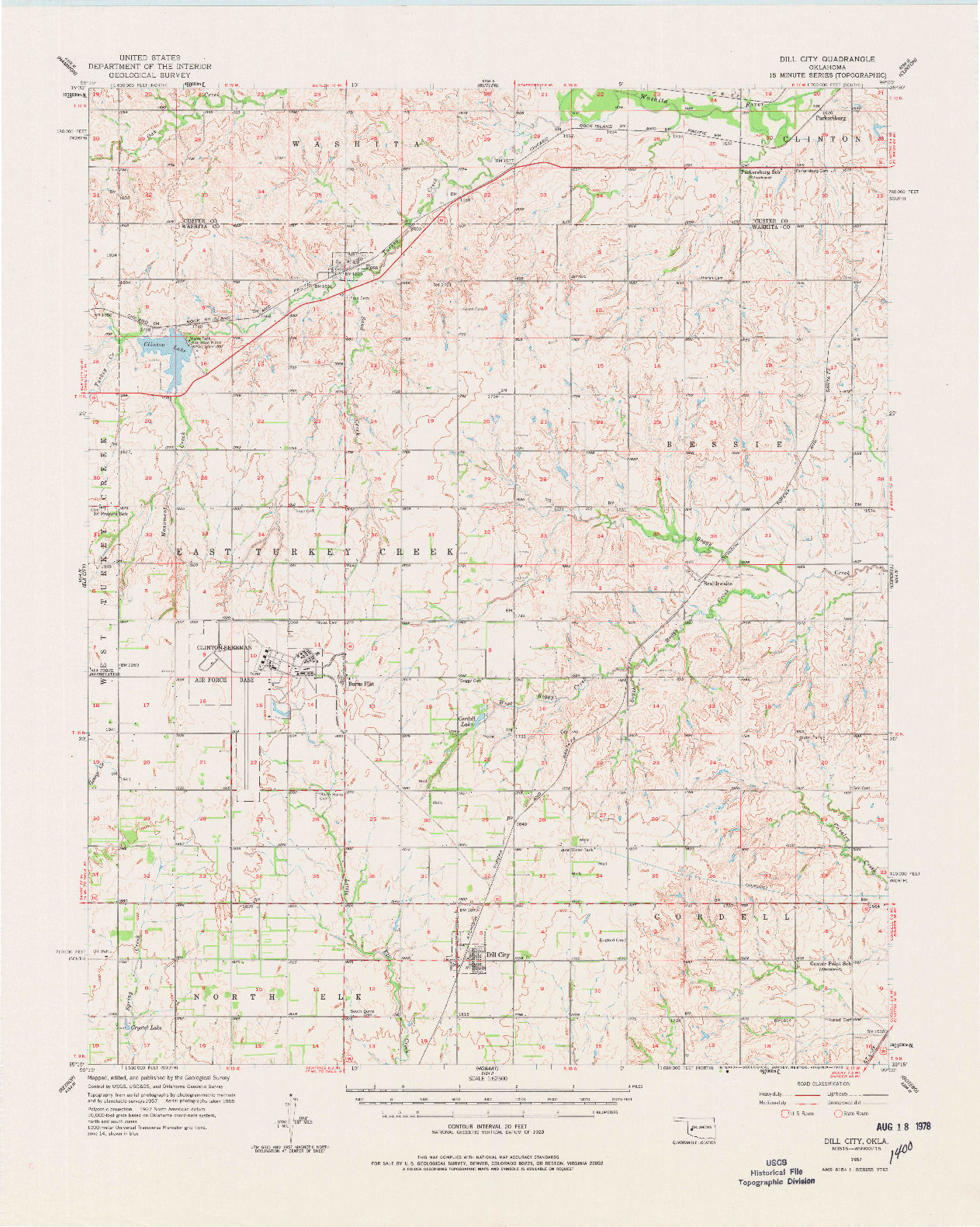 USGS 1:62500-SCALE QUADRANGLE FOR DILL CITY, OK 1957