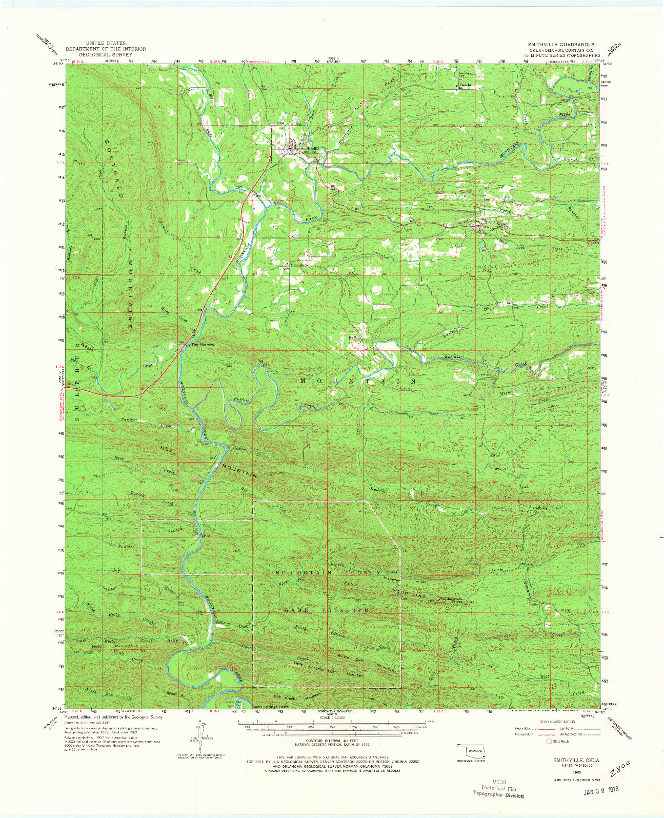 USGS 1:62500-SCALE QUADRANGLE FOR SMITHVILLE, OK 1960