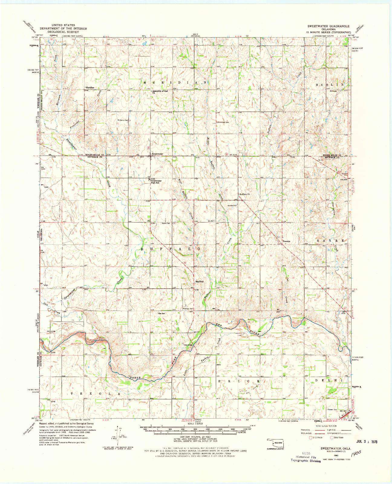 USGS 1:62500-SCALE QUADRANGLE FOR SWEETWATER, OK 1960