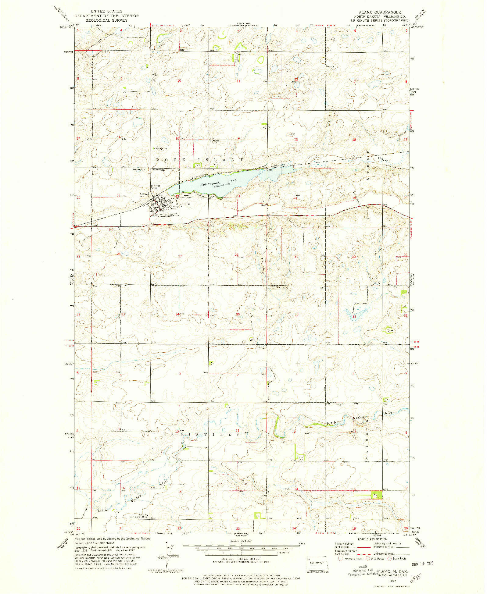 USGS 1:24000-SCALE QUADRANGLE FOR ALAMO, ND 1977