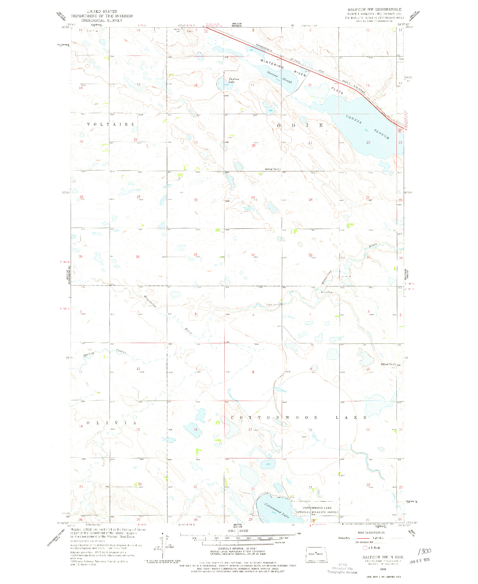 USGS 1:24000-SCALE QUADRANGLE FOR BALFOUR NW, ND 1958