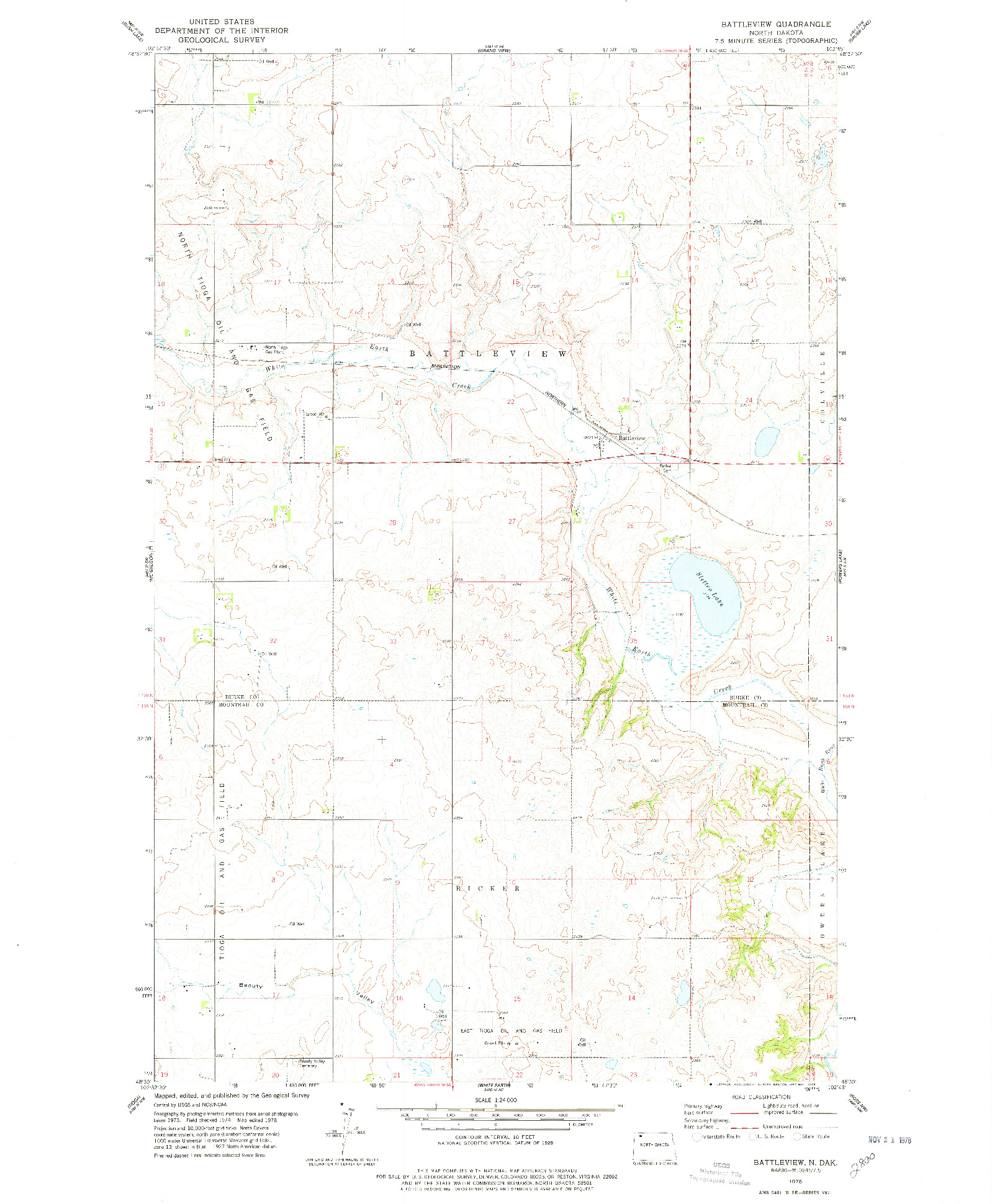 USGS 1:24000-SCALE QUADRANGLE FOR BATTLEVIEW, ND 1978