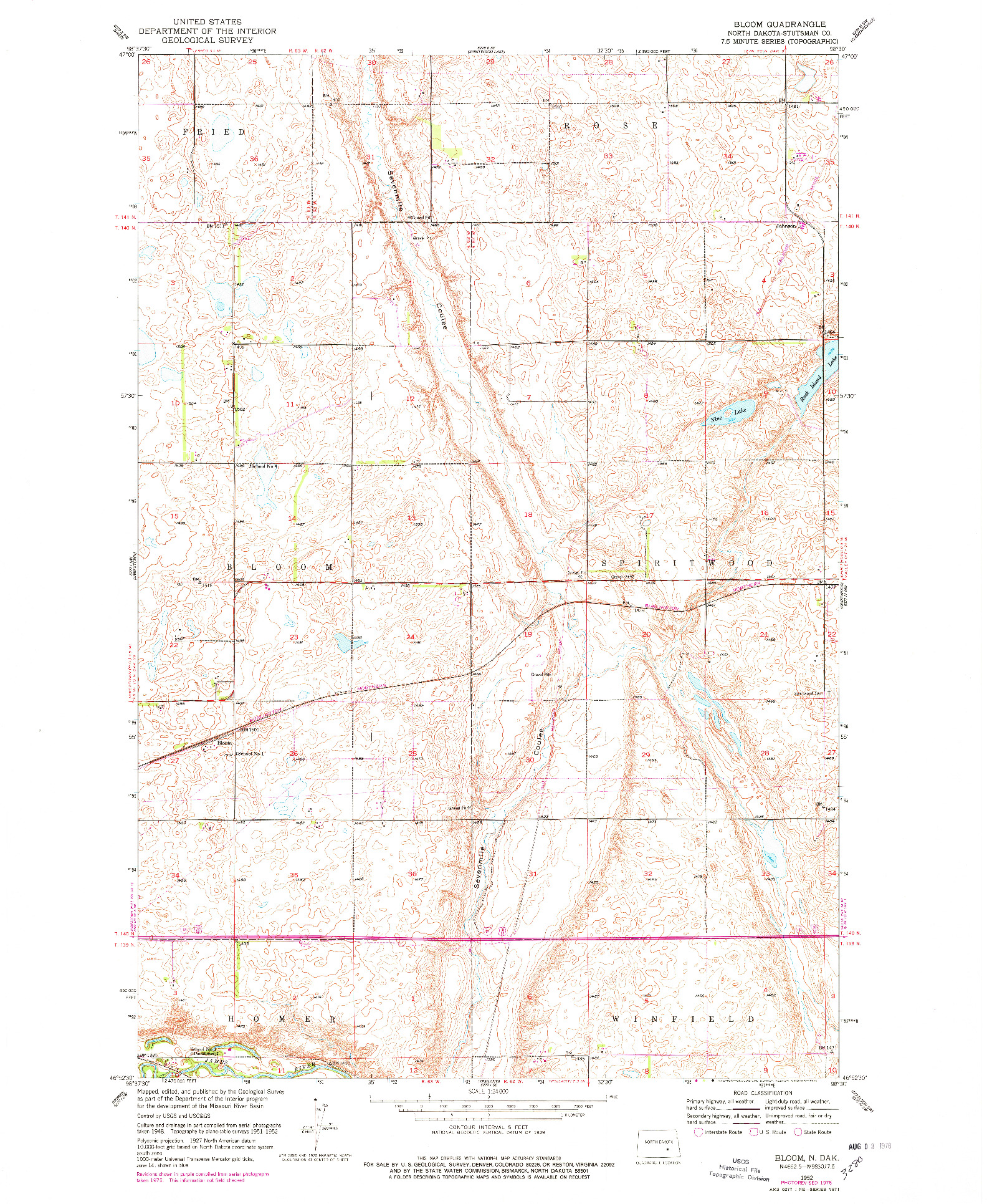 USGS 1:24000-SCALE QUADRANGLE FOR BLOOM, ND 1952