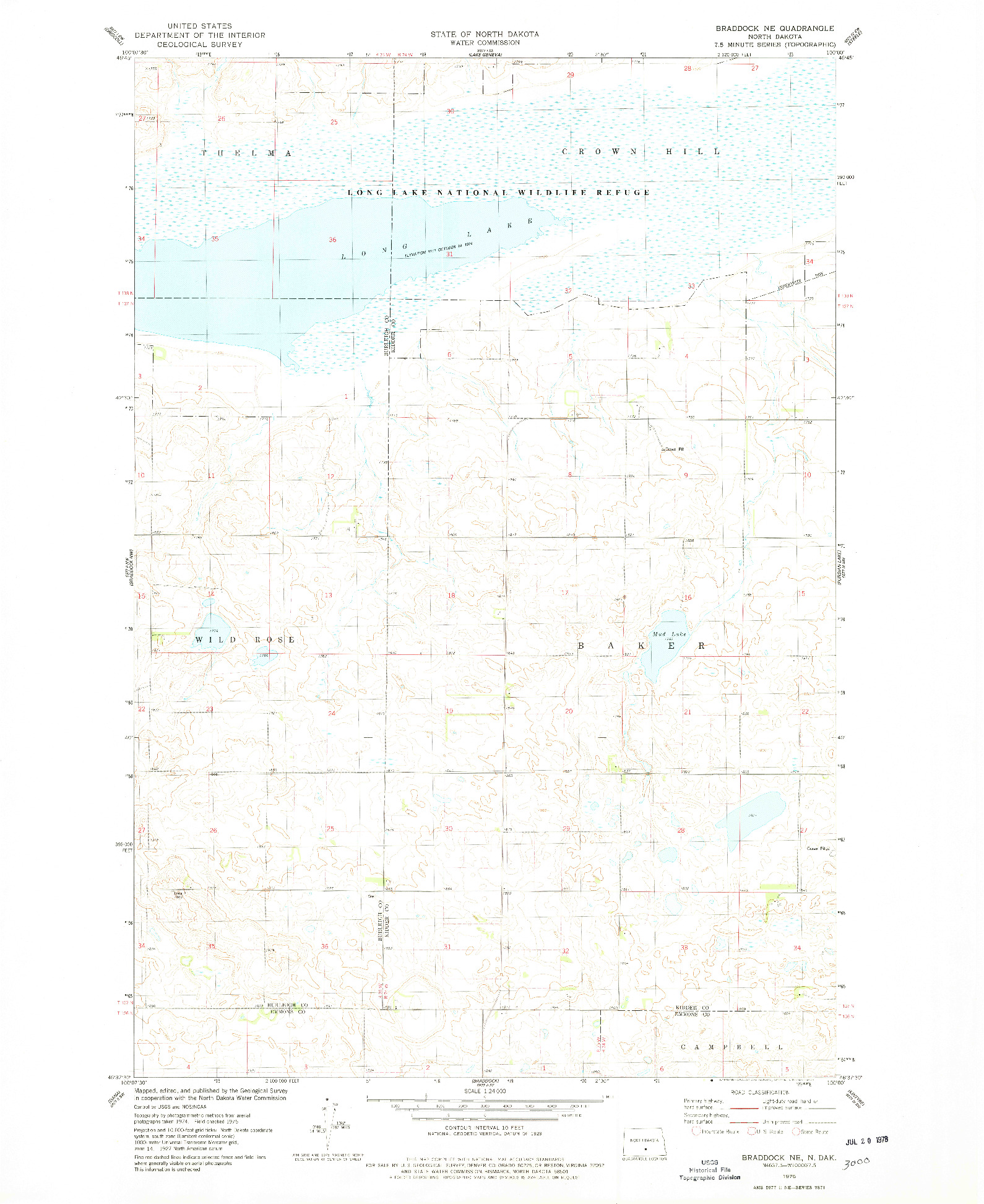 USGS 1:24000-SCALE QUADRANGLE FOR BRADDOCK NE, ND 1975