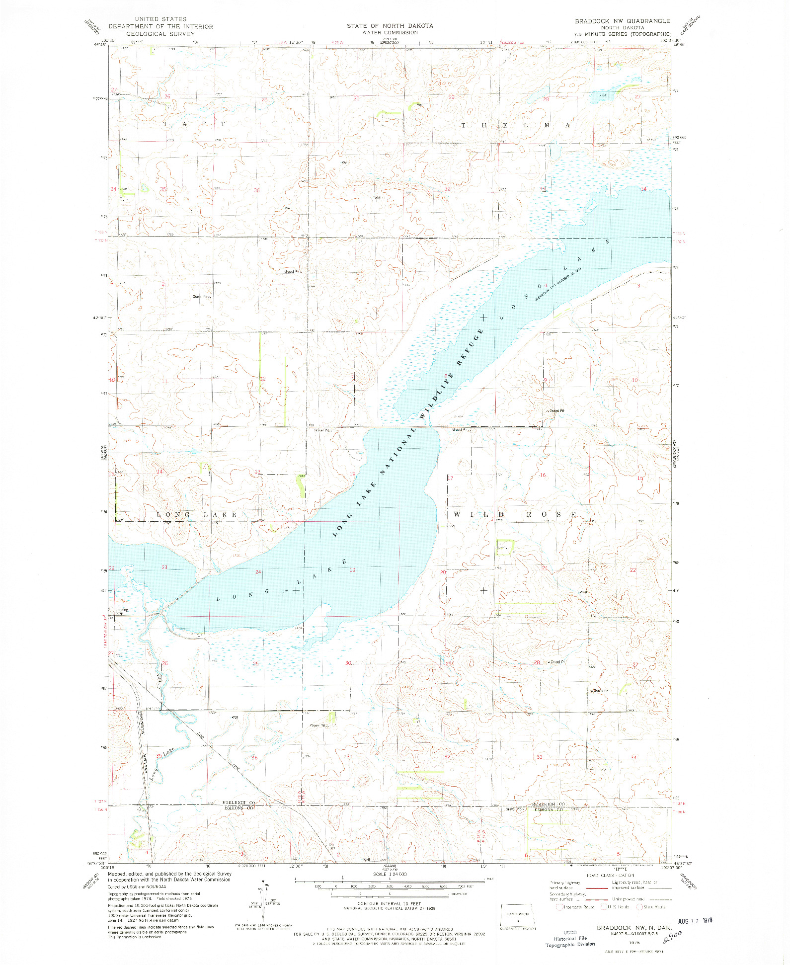 USGS 1:24000-SCALE QUADRANGLE FOR BRADDOCK NW, ND 1975