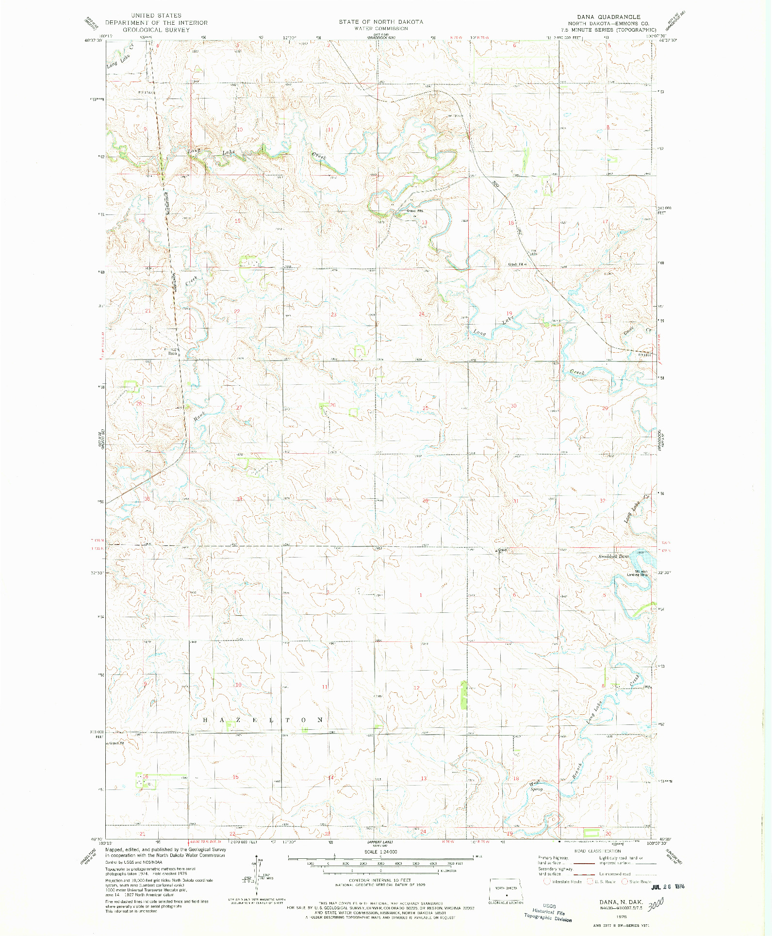 USGS 1:24000-SCALE QUADRANGLE FOR DANA, ND 1975