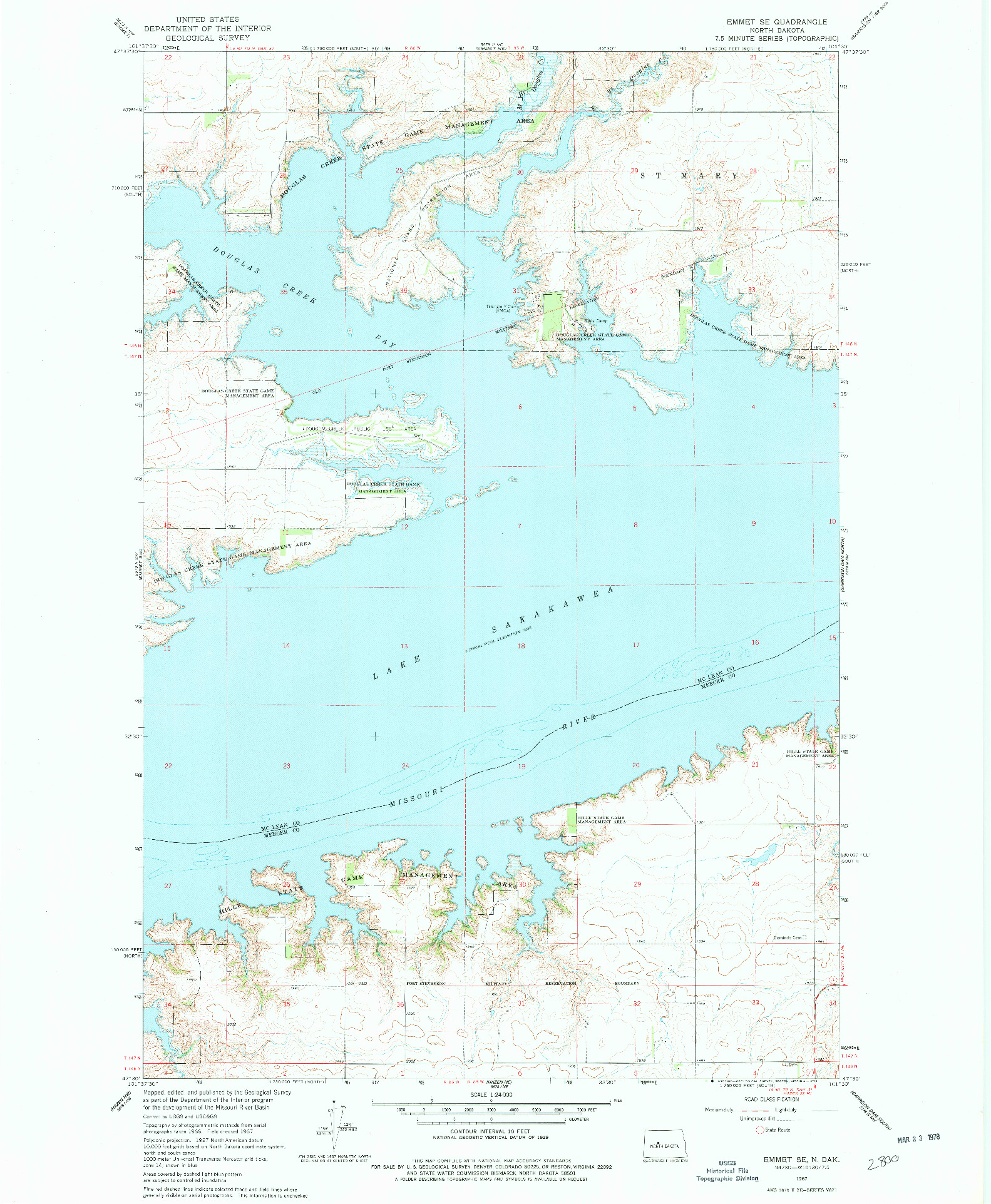 USGS 1:24000-SCALE QUADRANGLE FOR EMMET SE, ND 1967