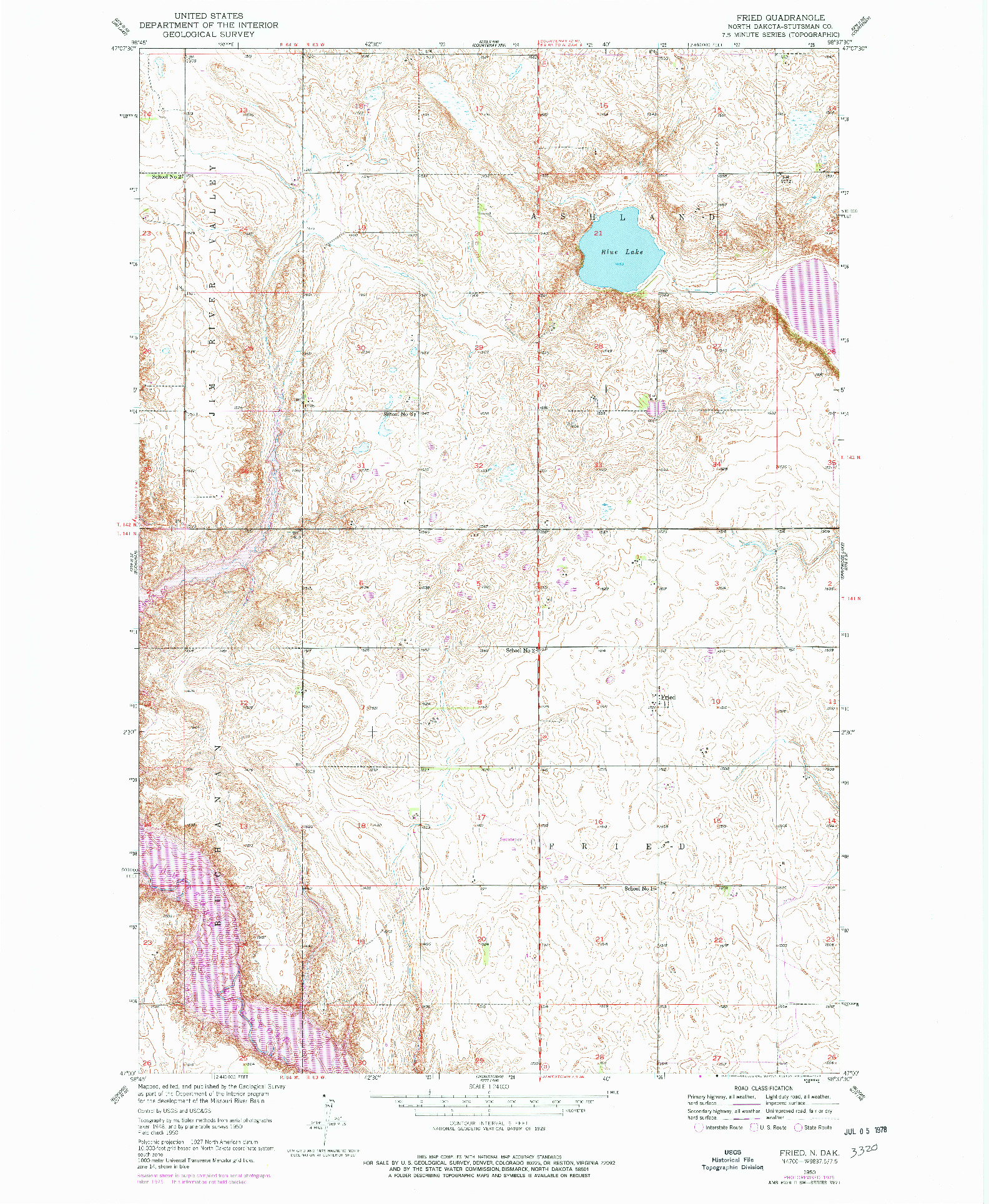 USGS 1:24000-SCALE QUADRANGLE FOR FRIED, ND 1950