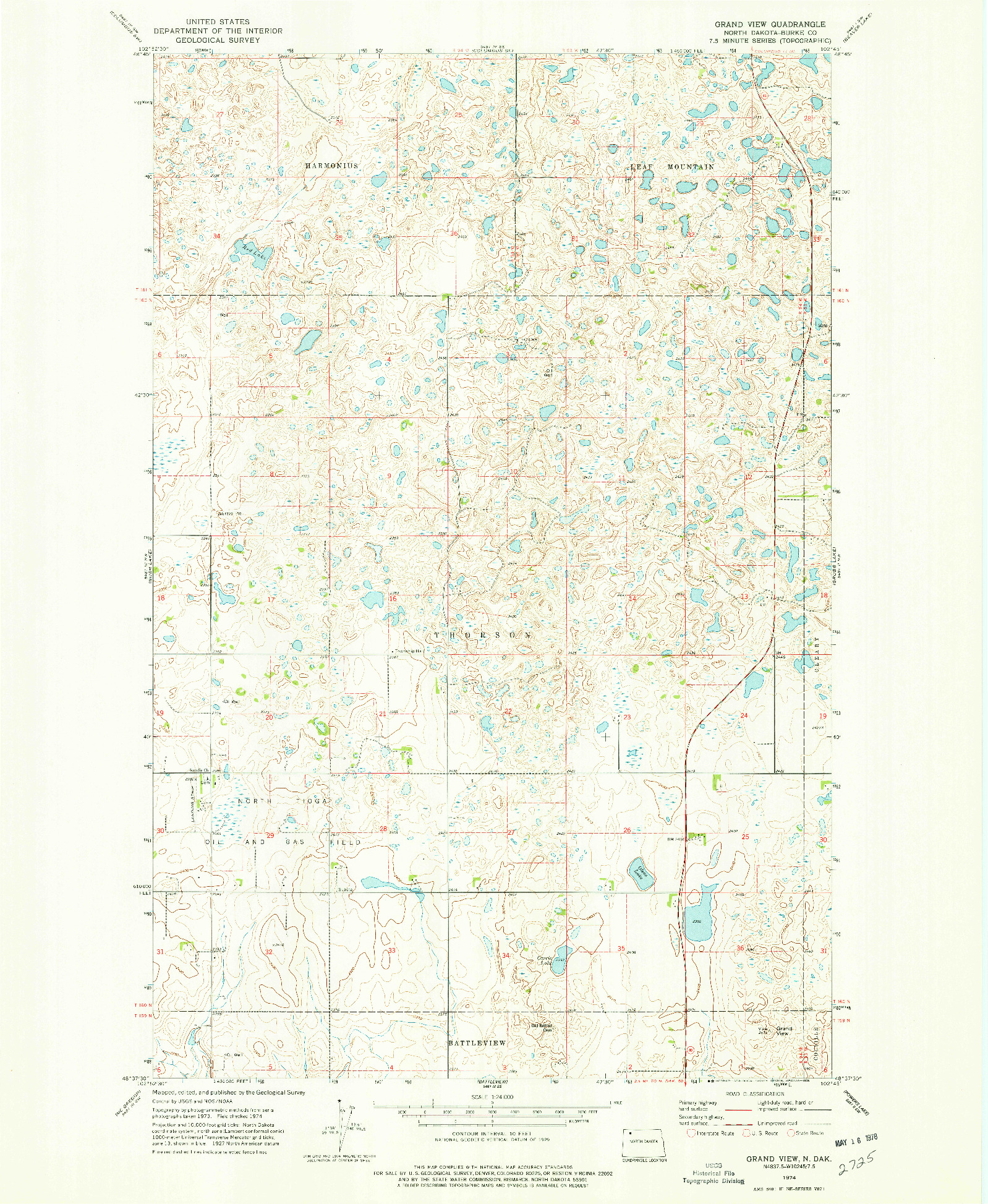 USGS 1:24000-SCALE QUADRANGLE FOR GRAND VIEW, ND 1974