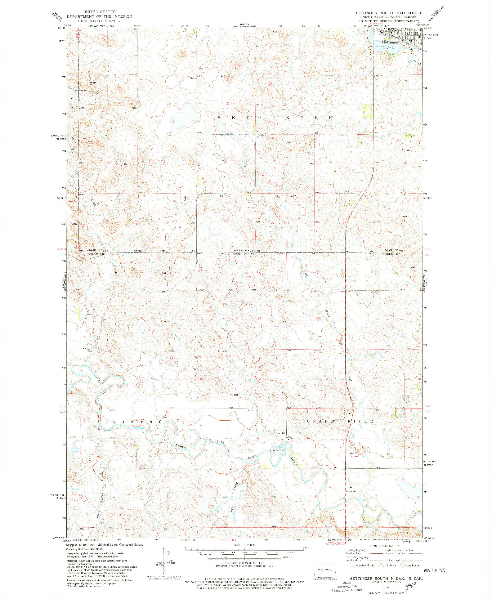 USGS 1:24000-SCALE QUADRANGLE FOR HETTINGER SOUTH, ND 1974