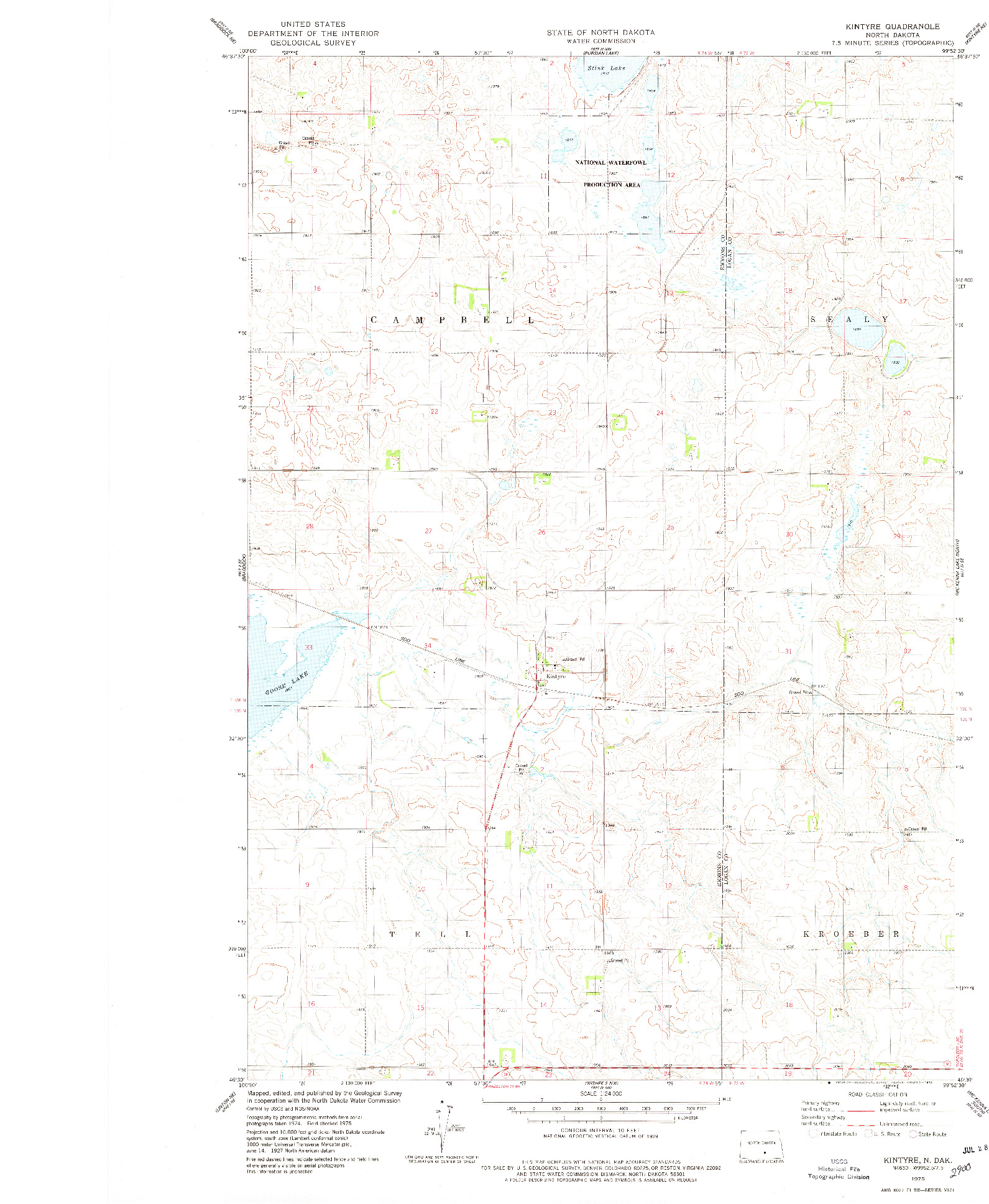 USGS 1:24000-SCALE QUADRANGLE FOR KINTYRE, ND 1975