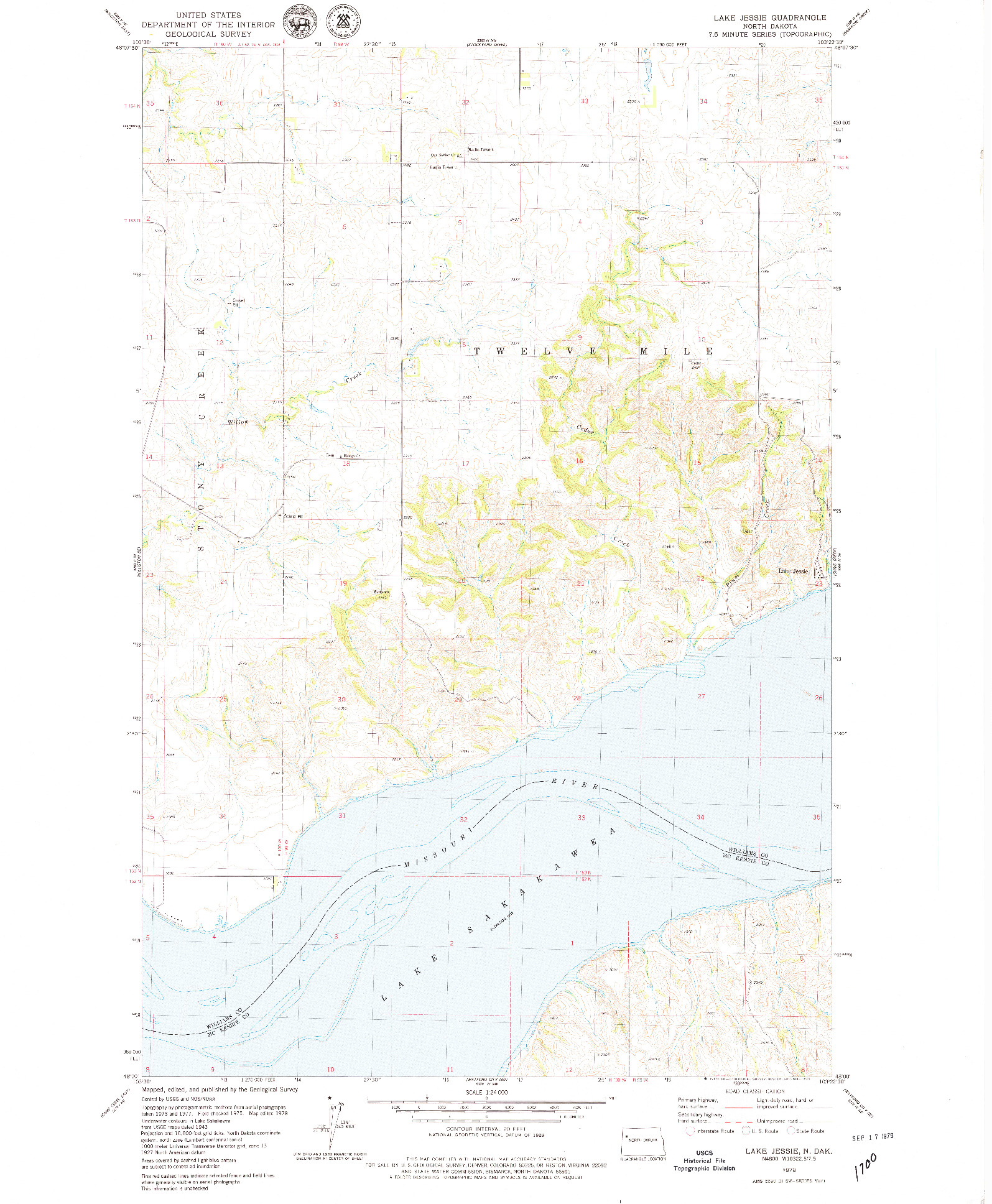 USGS 1:24000-SCALE QUADRANGLE FOR LAKE JESSIE, ND 1978
