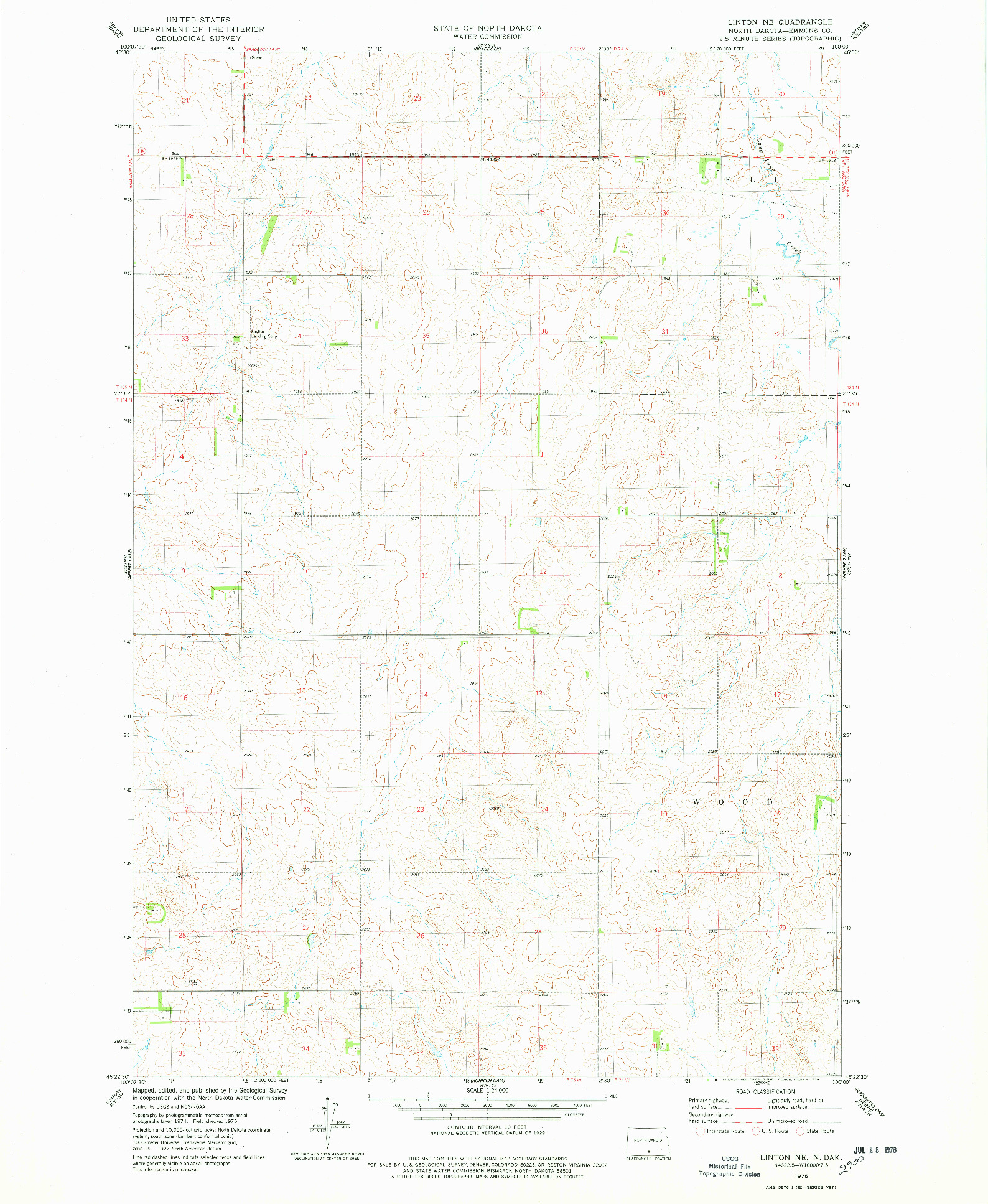 USGS 1:24000-SCALE QUADRANGLE FOR LINTON NE, ND 1975