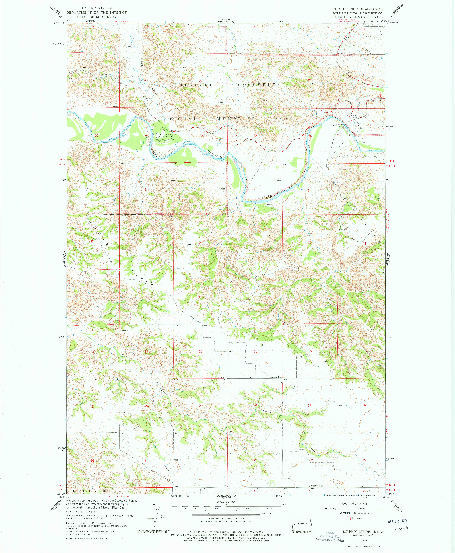 USGS 1:24000-SCALE QUADRANGLE FOR LONG X DIVIDE, ND 1958