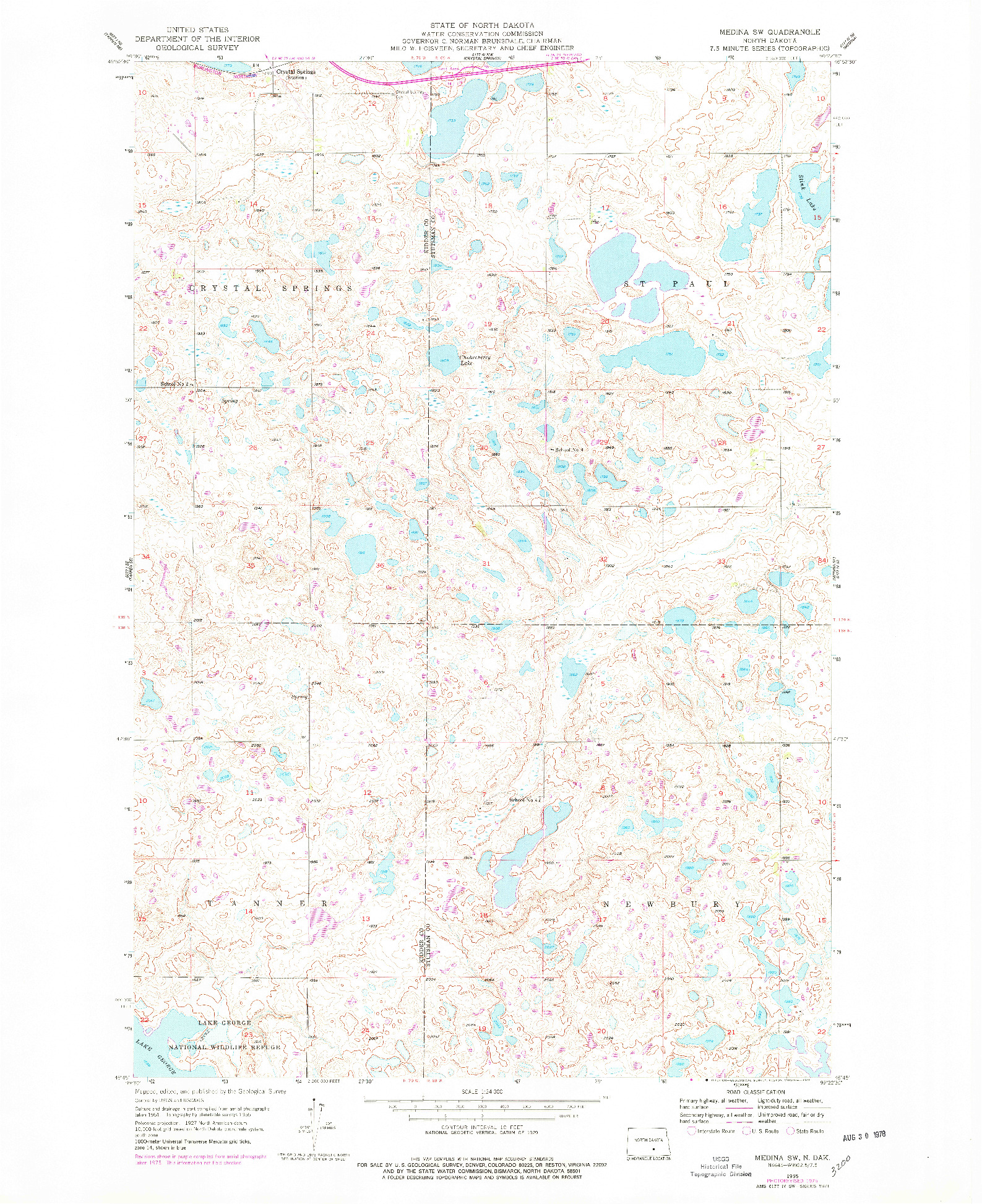 USGS 1:24000-SCALE QUADRANGLE FOR MEDINA SW, ND 1975