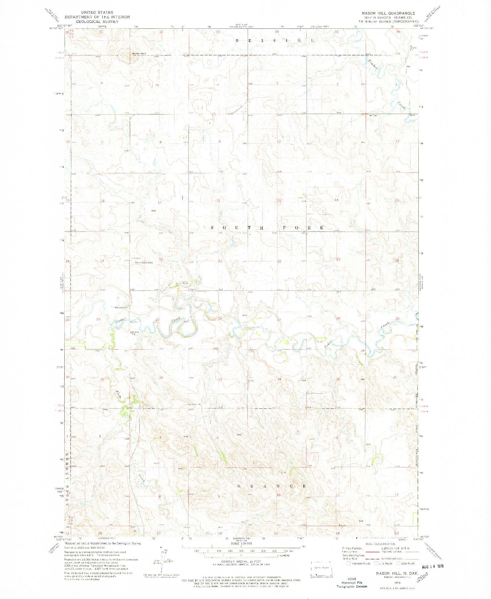 USGS 1:24000-SCALE QUADRANGLE FOR NASON HILL, ND 1974