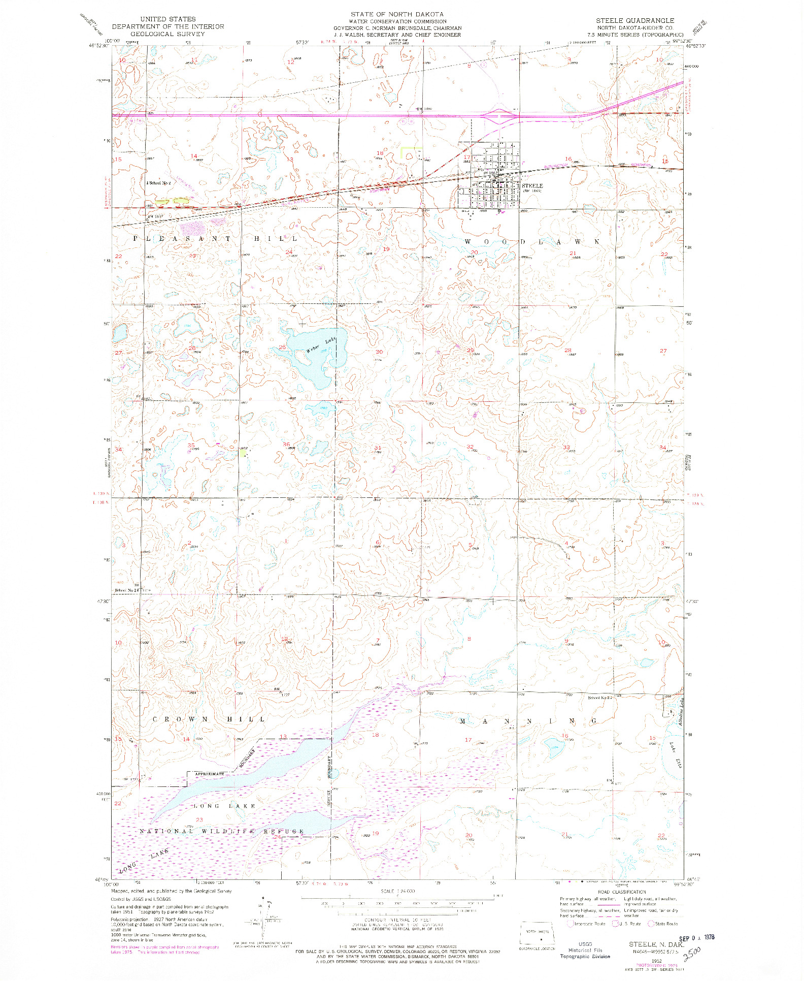 USGS 1:24000-SCALE QUADRANGLE FOR STEELE, ND 1952