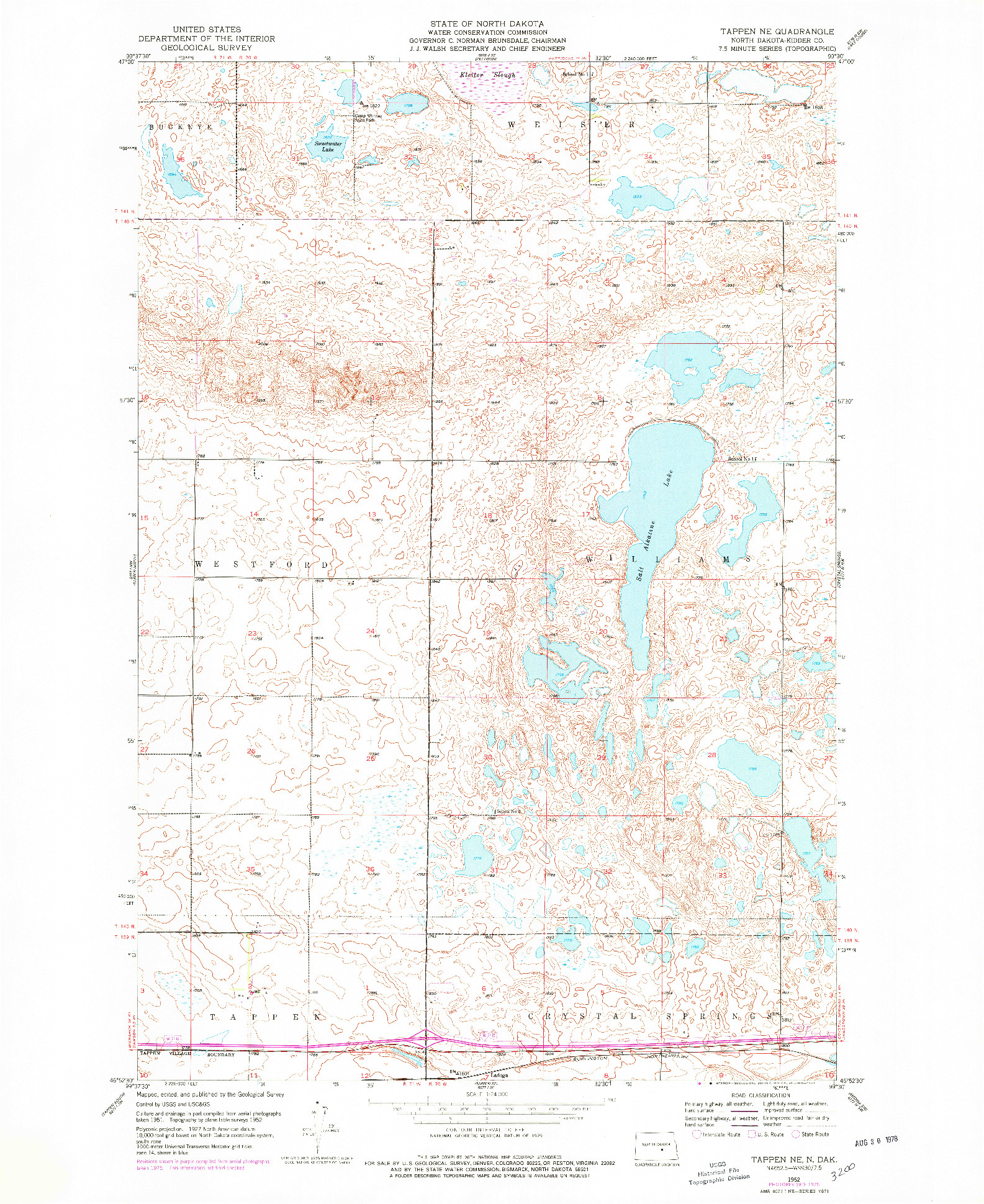 USGS 1:24000-SCALE QUADRANGLE FOR TAPPEN NE, ND 1952