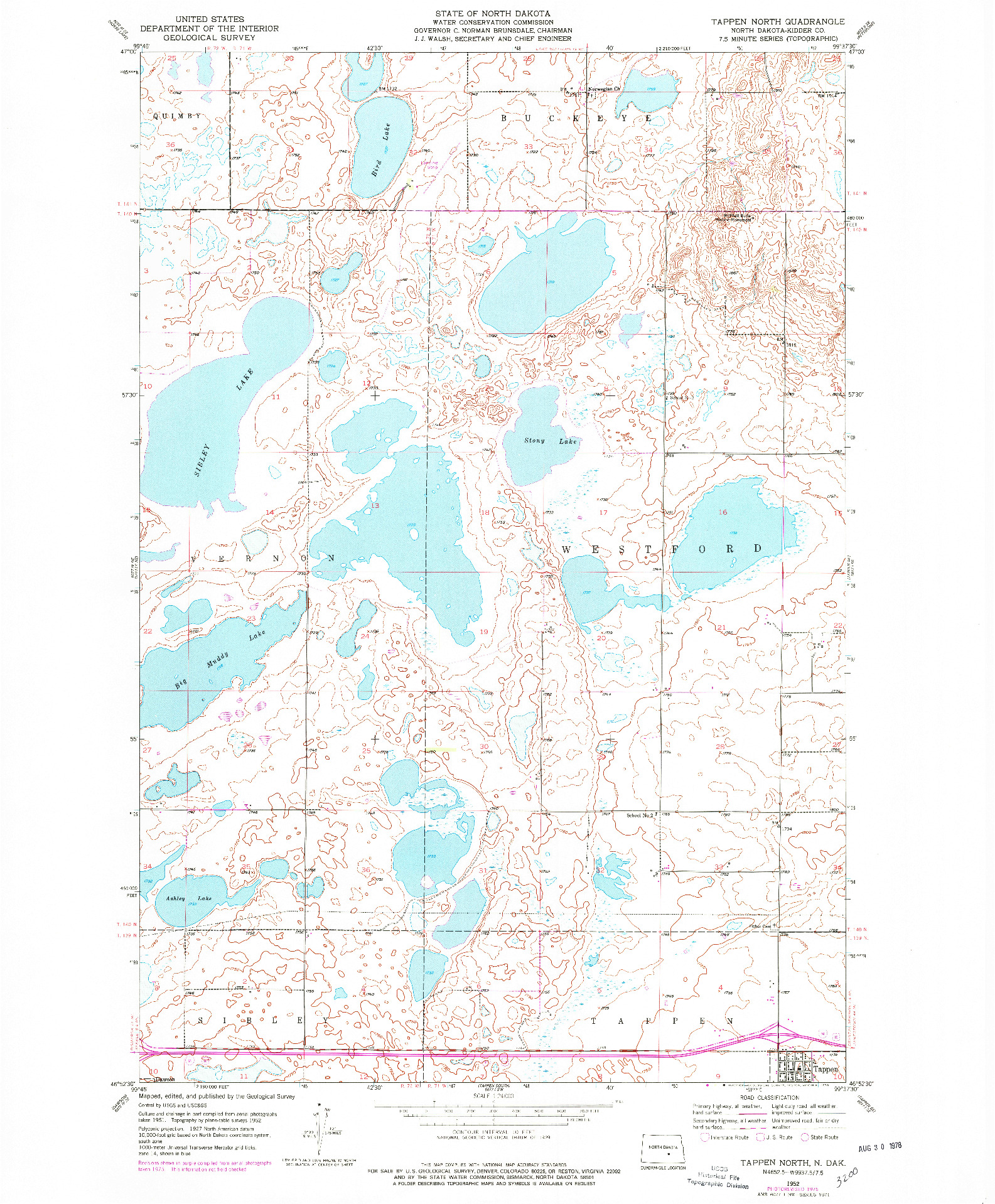 USGS 1:24000-SCALE QUADRANGLE FOR TAPPEN NORTH, ND 1975