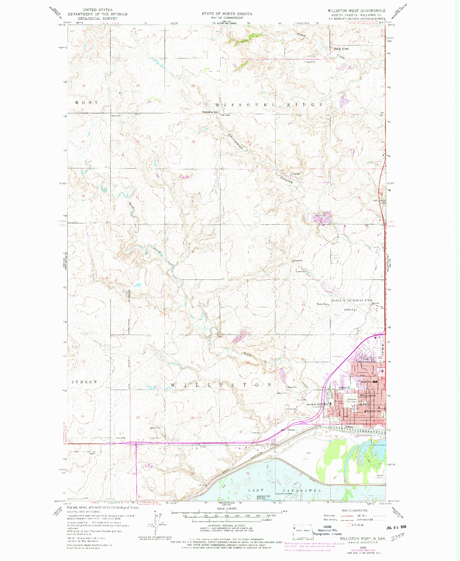 USGS 1:24000-SCALE QUADRANGLE FOR WILLISTON WEST, ND 1959