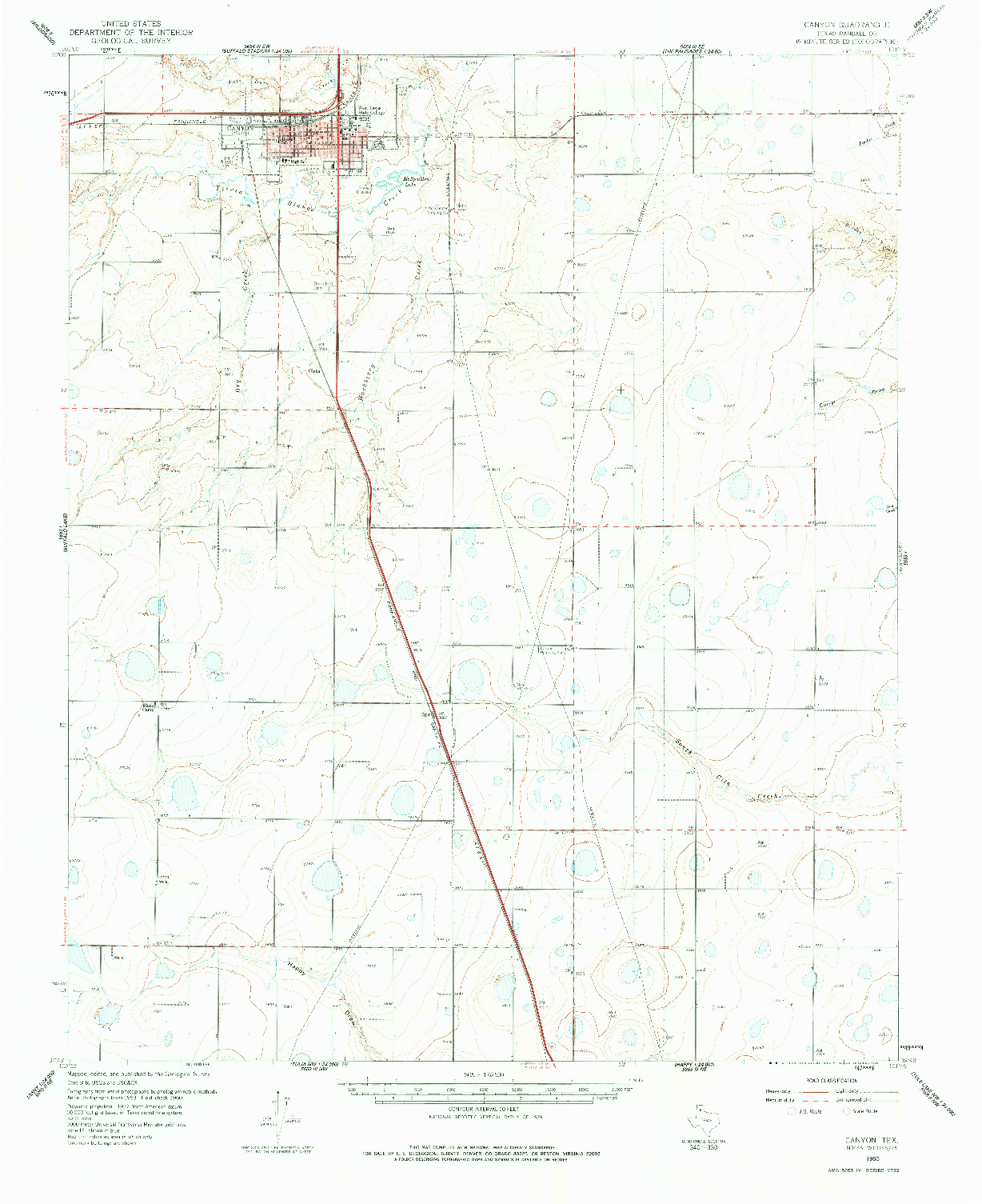 USGS 1:62500-SCALE QUADRANGLE FOR CANYON, TX 1960