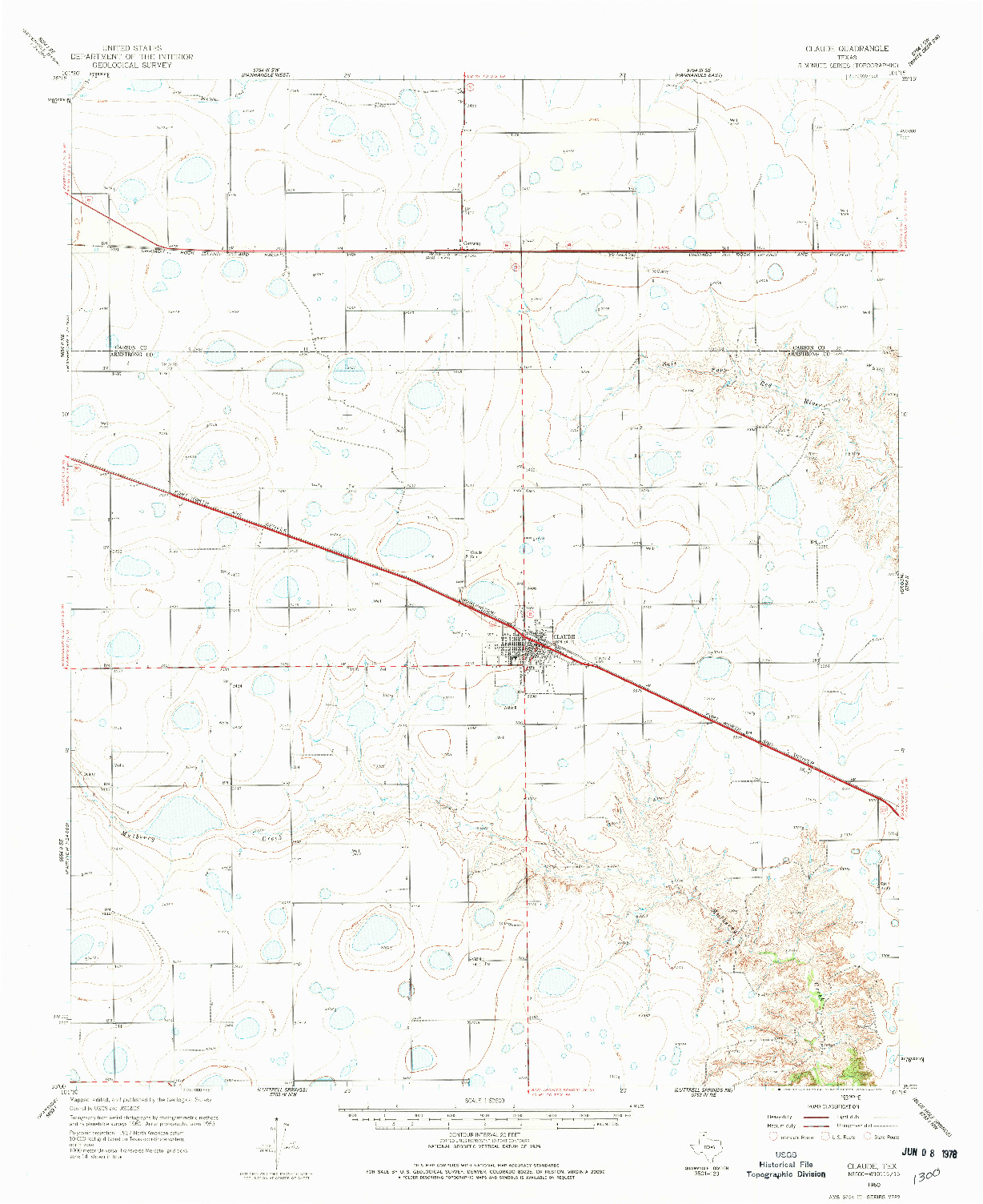 USGS 1:62500-SCALE QUADRANGLE FOR CLAUDE, TX 1960