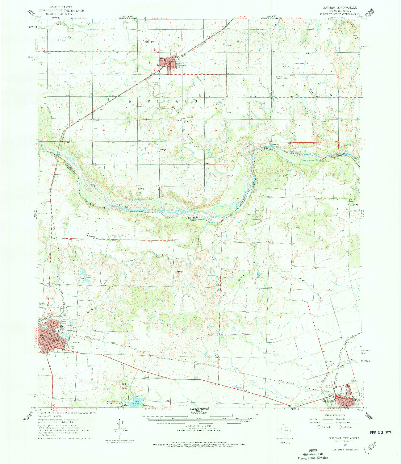 USGS 1:62500-SCALE QUADRANGLE FOR QUANAH, TX 1960